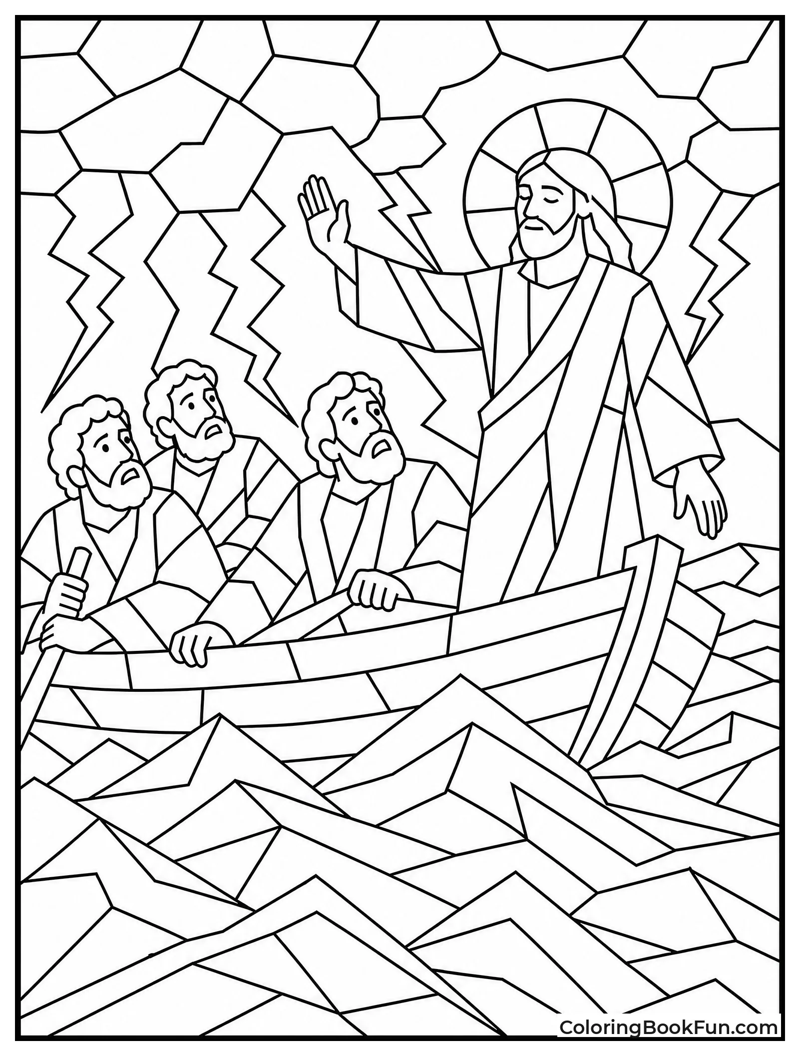 Boat in Stained Glass Style