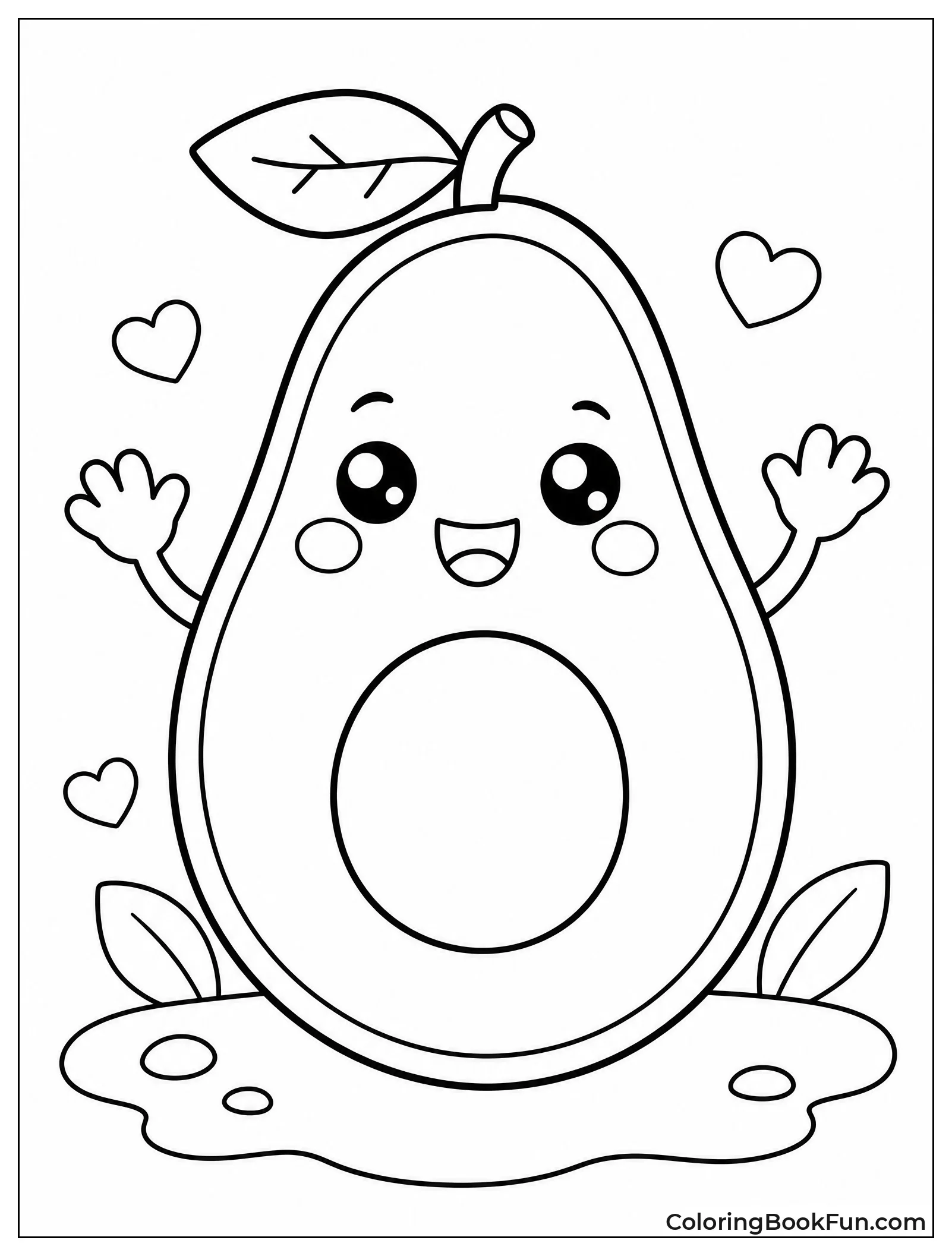 Kawaii Avocado Waving Hello