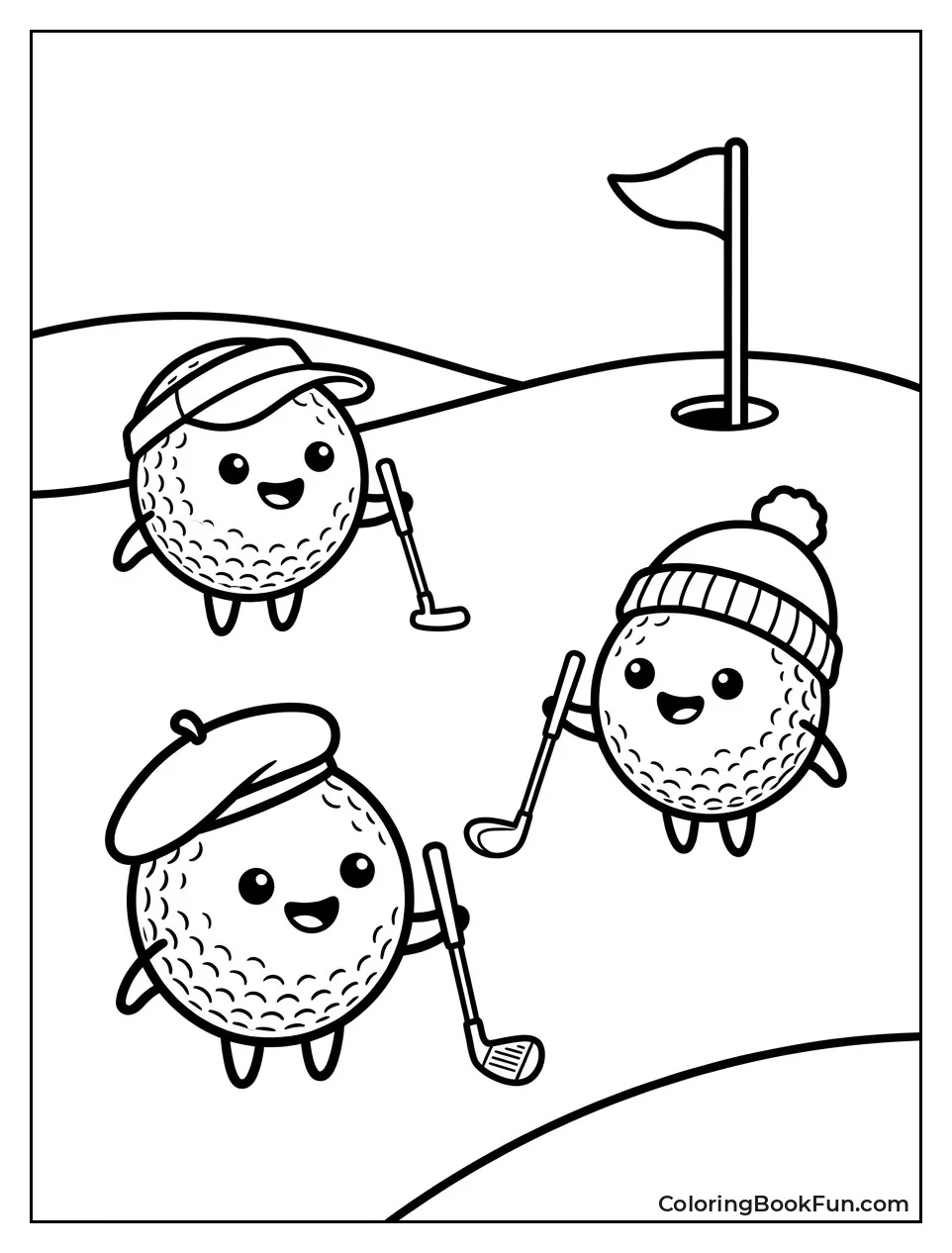 Cute Golf Balls Hold Tiny Clubs