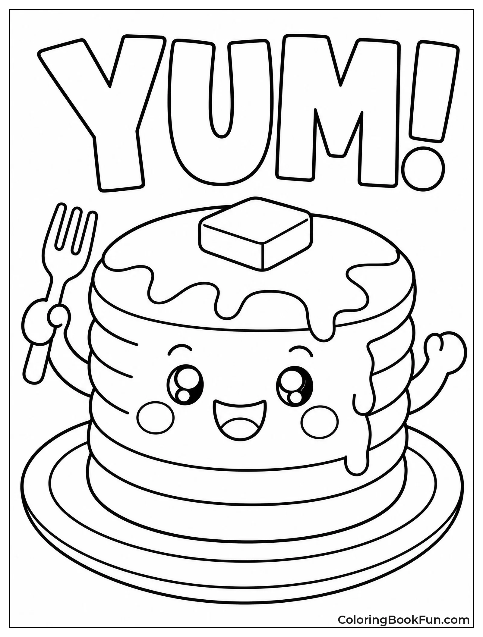 Smiling Pancake Holding a Fork