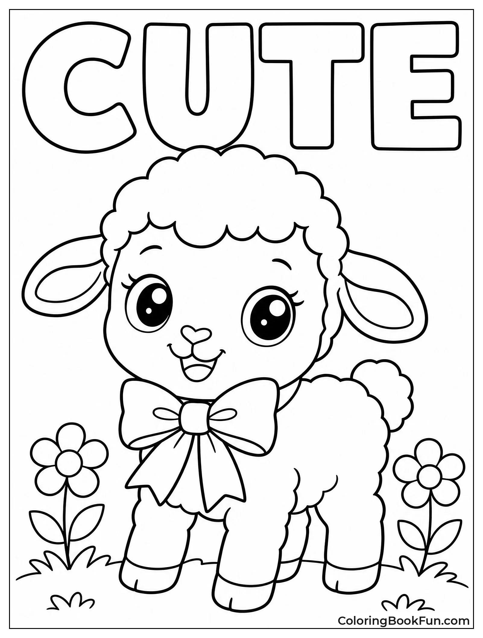 Kawaii Lamb Wears Big Ribbon