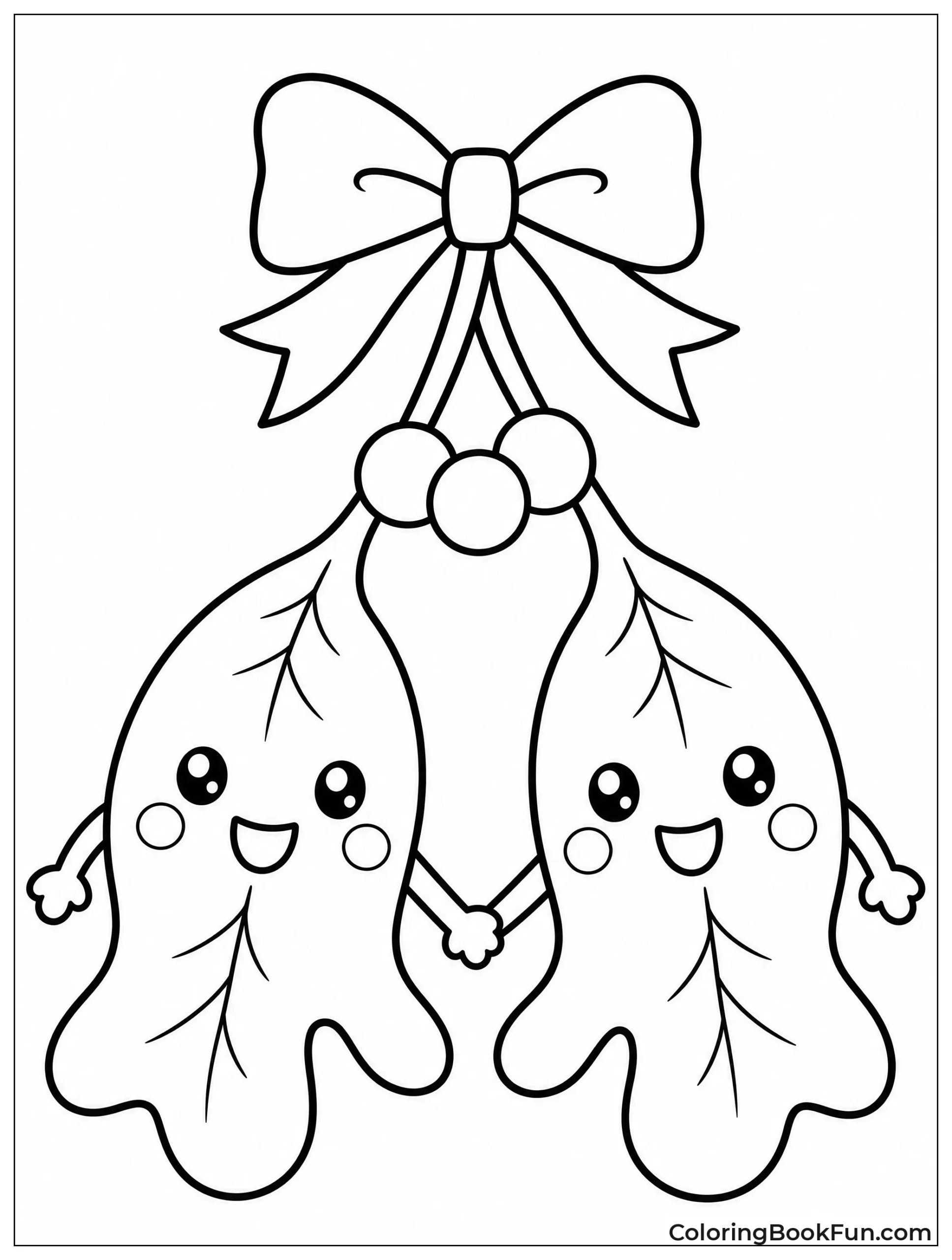 Cute Mistletoe Leaves Holding Hands
