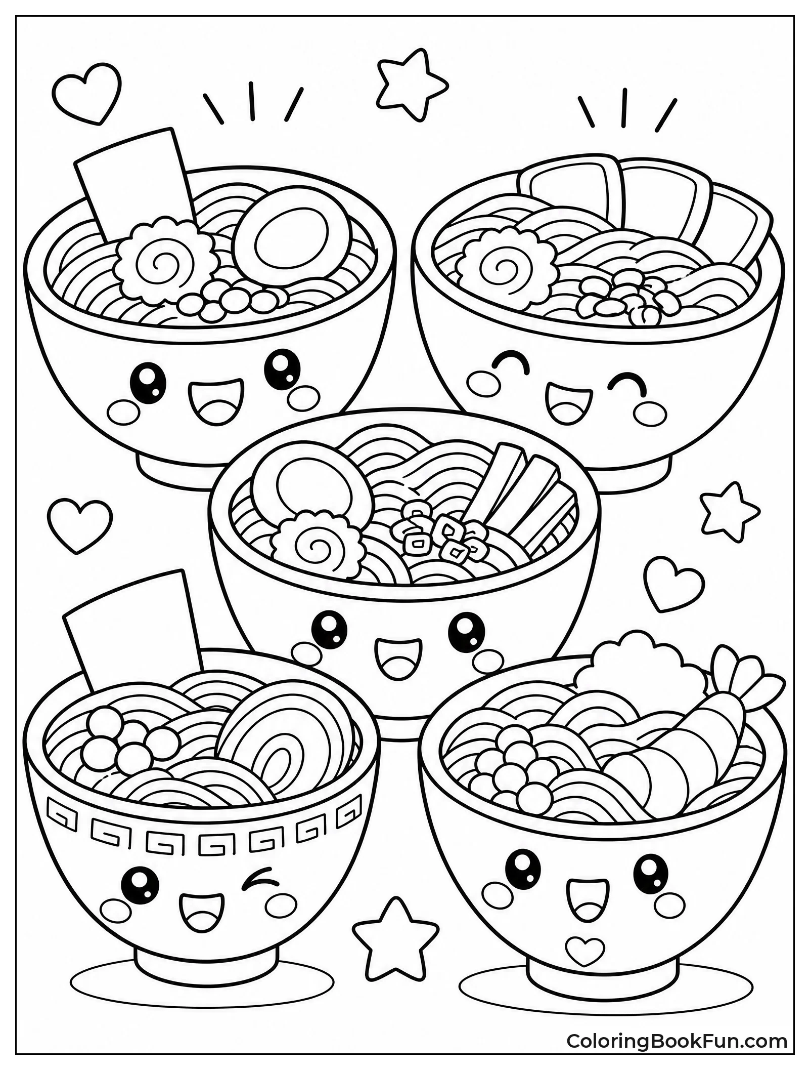 Kawaii Ramen Bowls Gathered Together