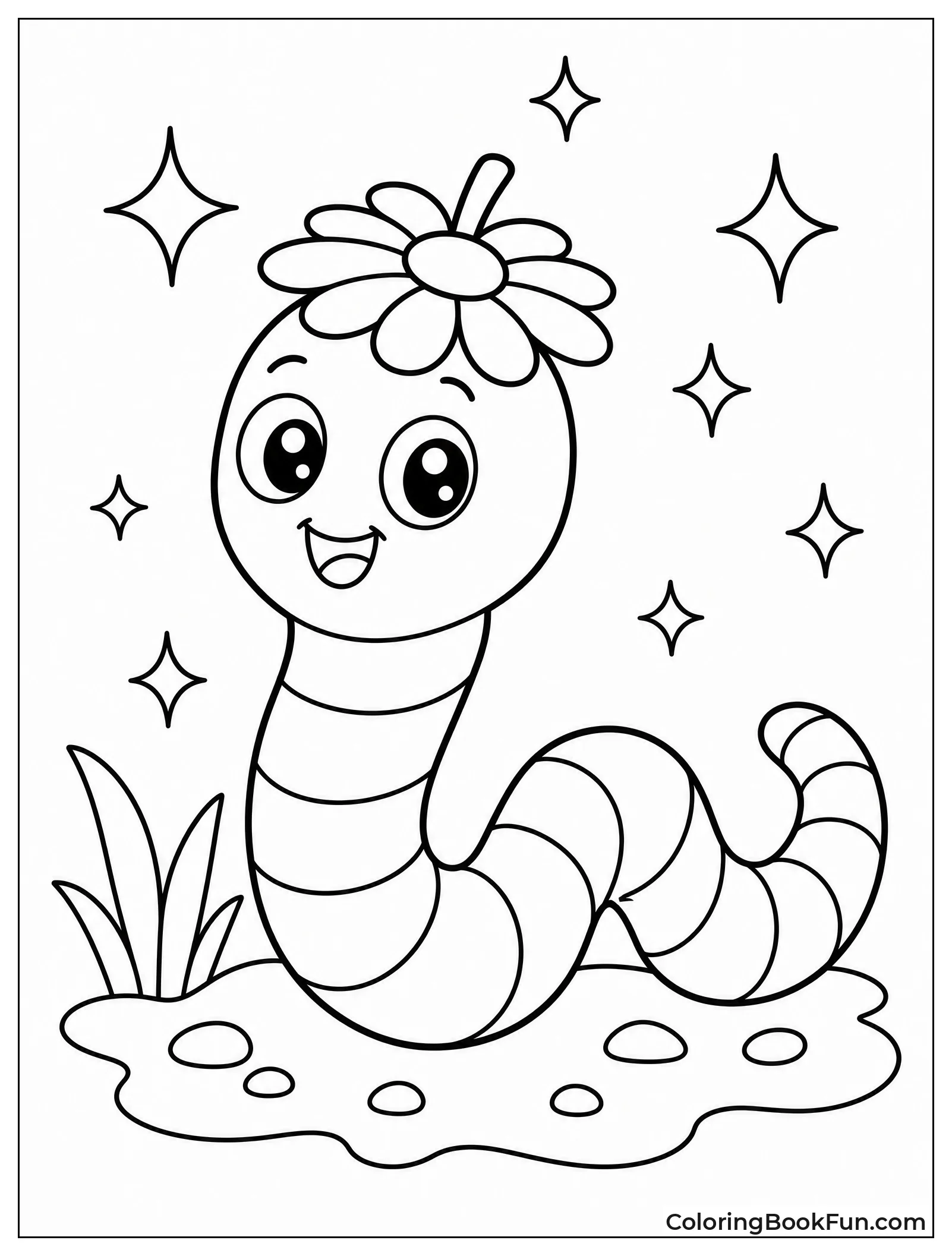 Kawaii Worm Wears Flower Hat