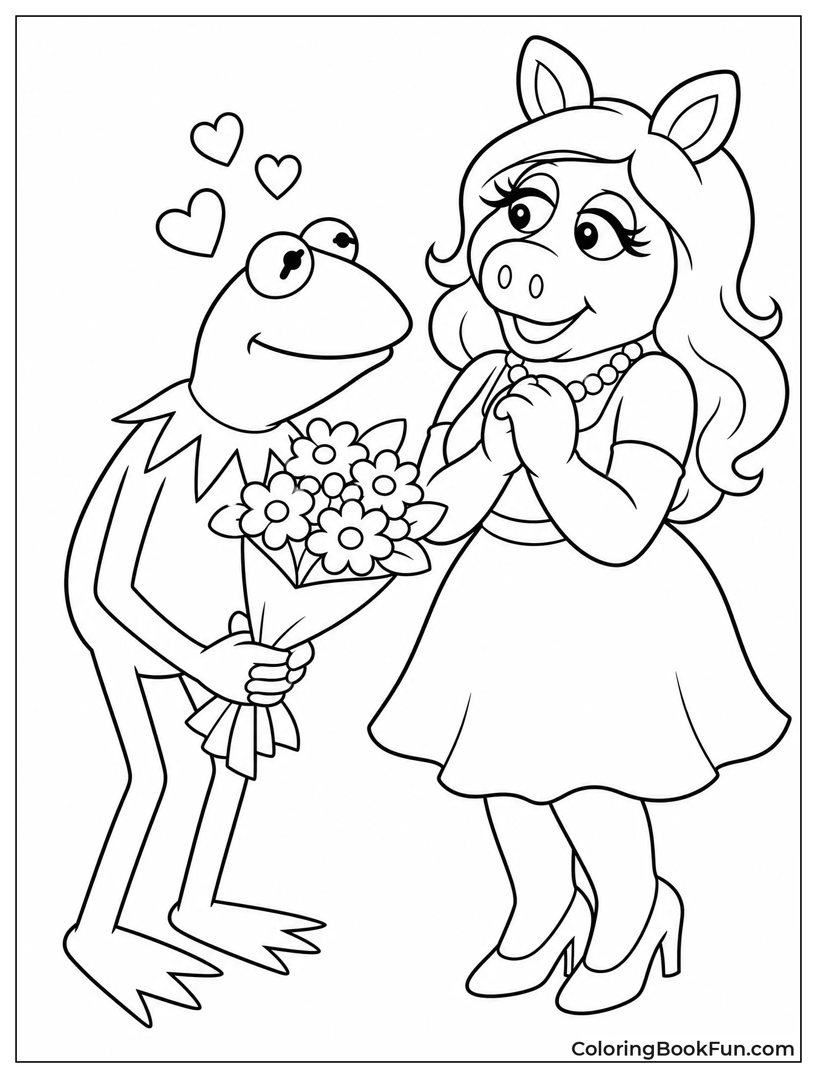 Kermit Holds Flowers for Miss Piggy