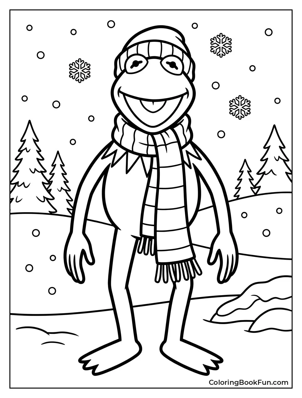 Kermit Wears a Winter Scarf