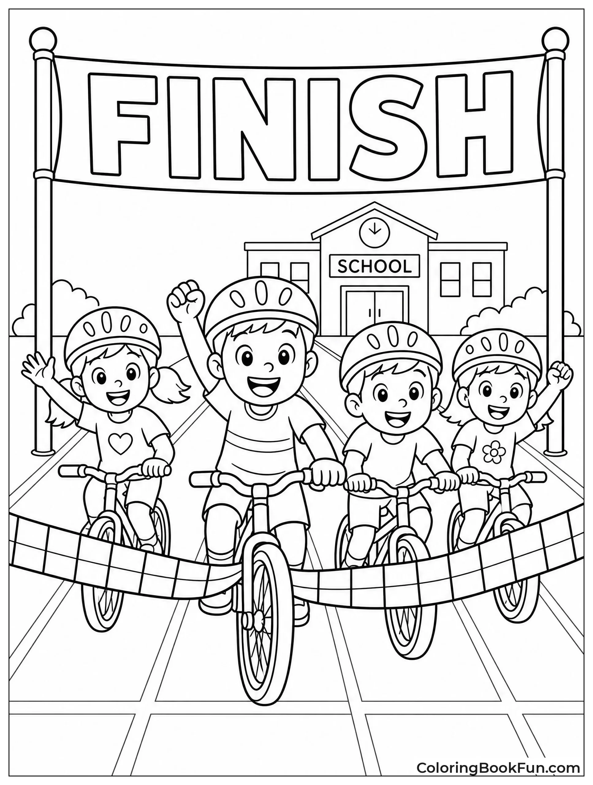 Kids Racing to Finish Line