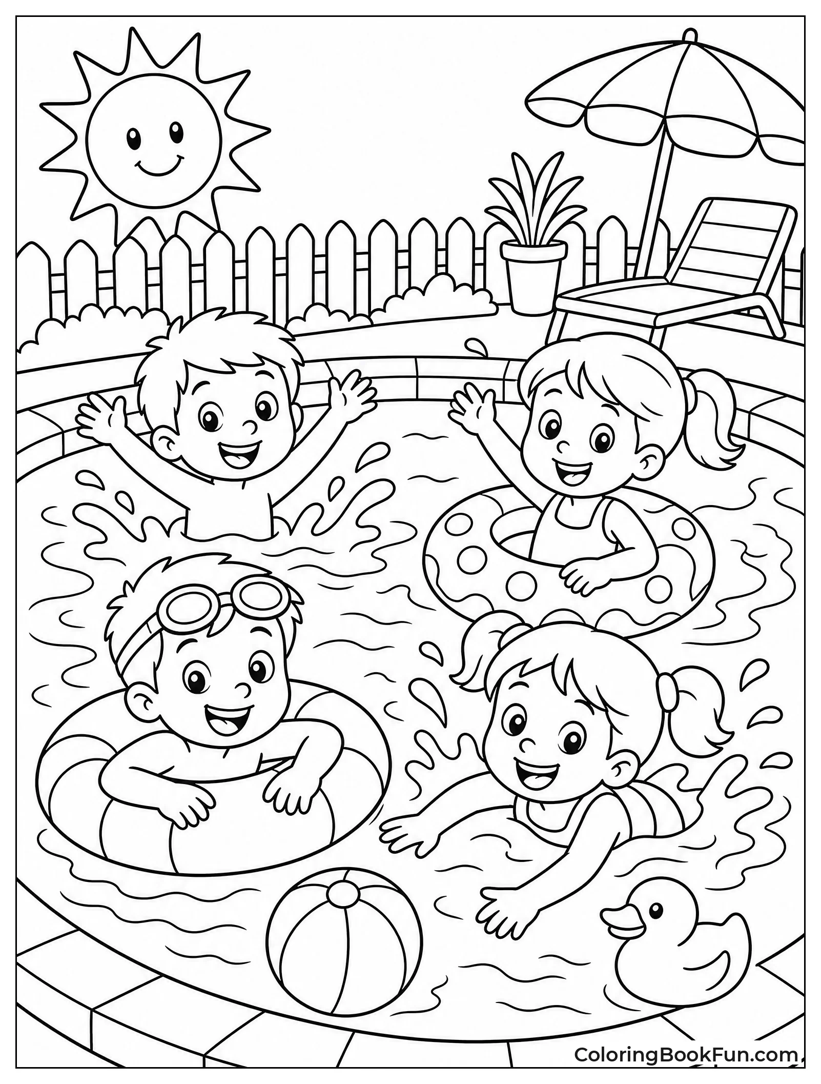 Kids Splash in Backyard Pool