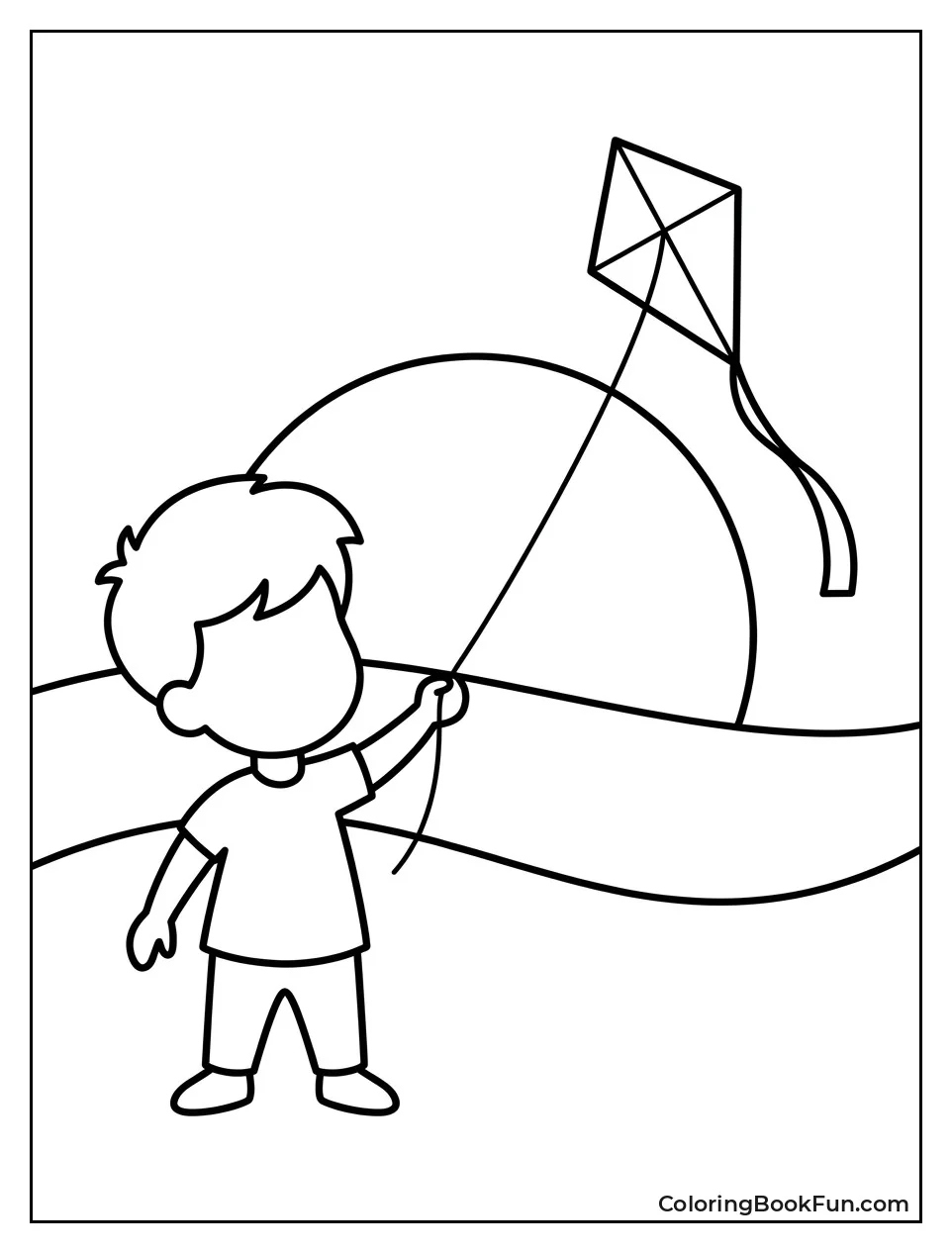 Child Flies Kite at Sunset