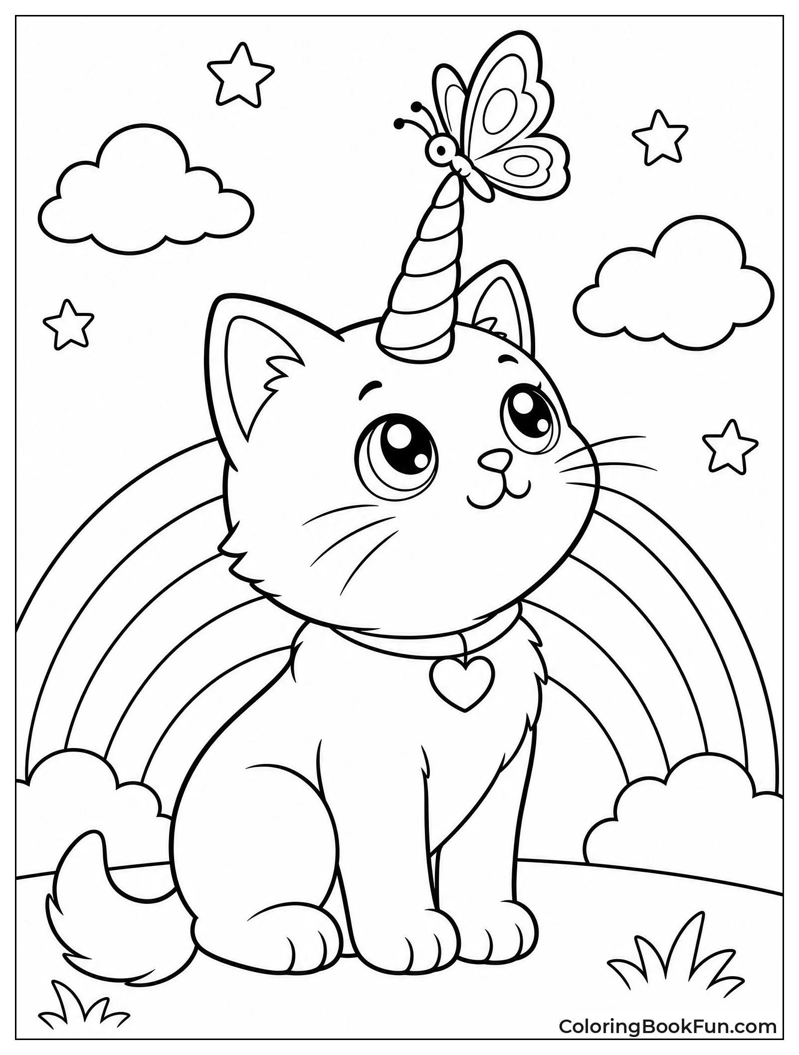 Kittycorn with Butterfly on Horn
