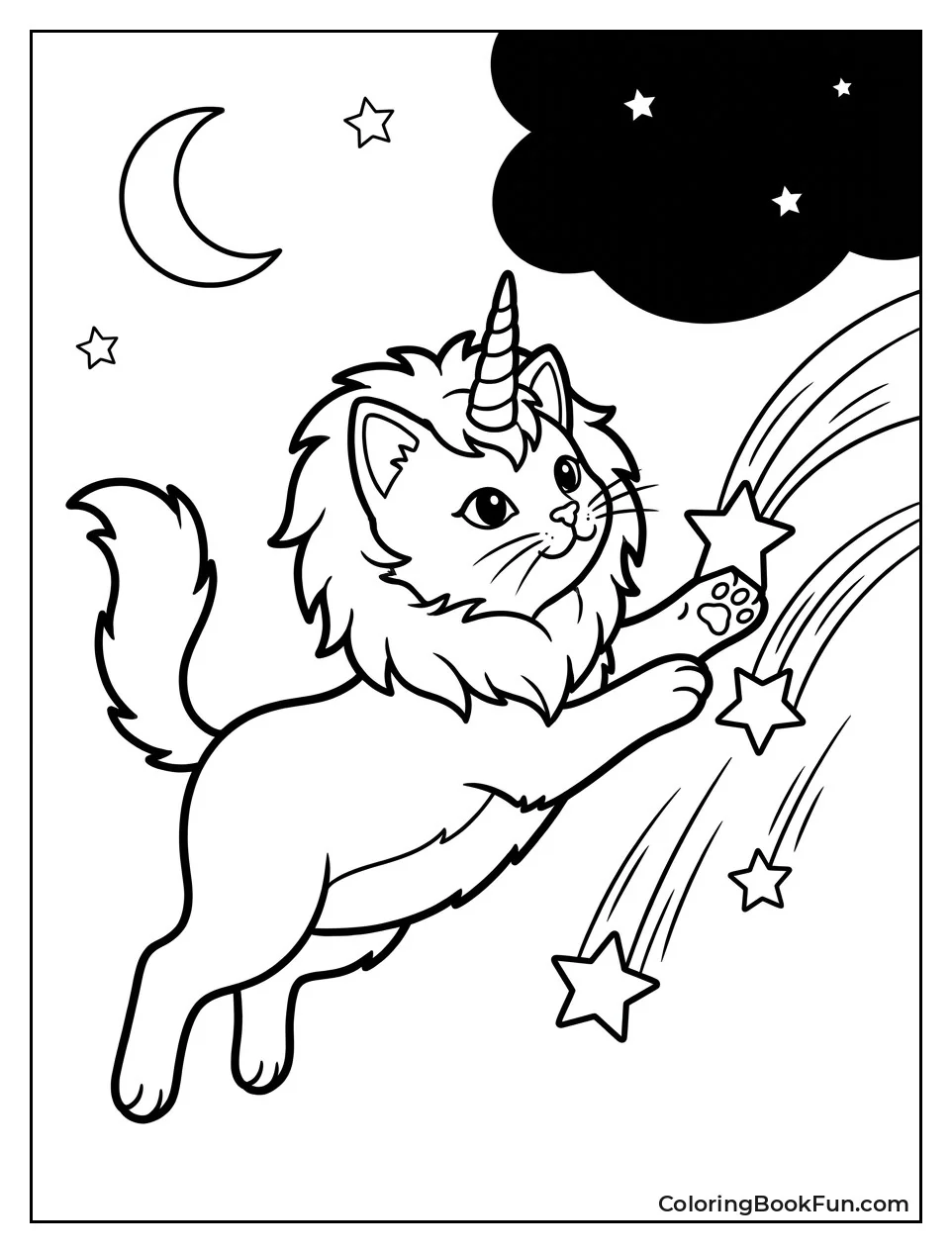 Kittycorn Leaping to Catch Shooting Stars