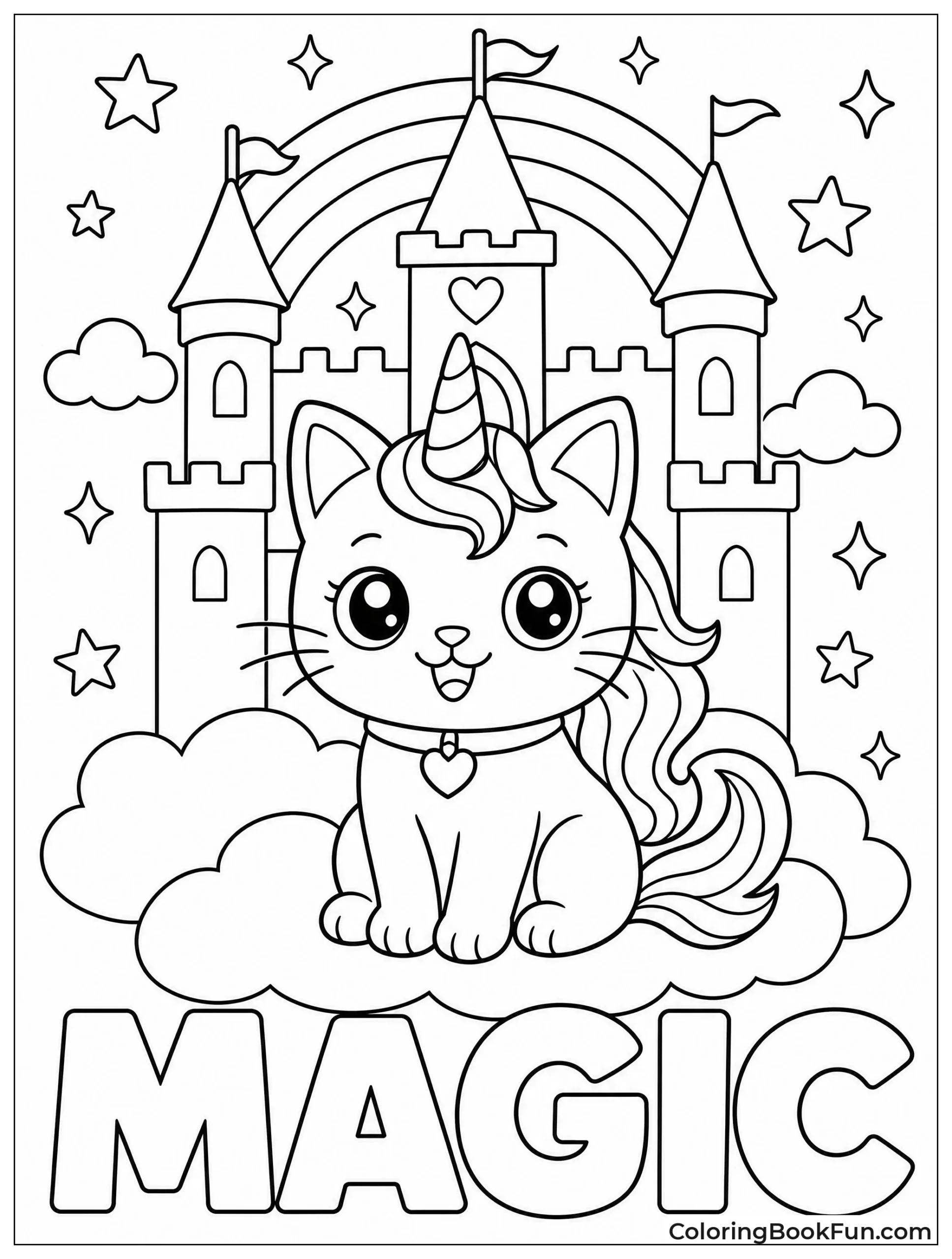 Kittycorn on Cloud near Castle