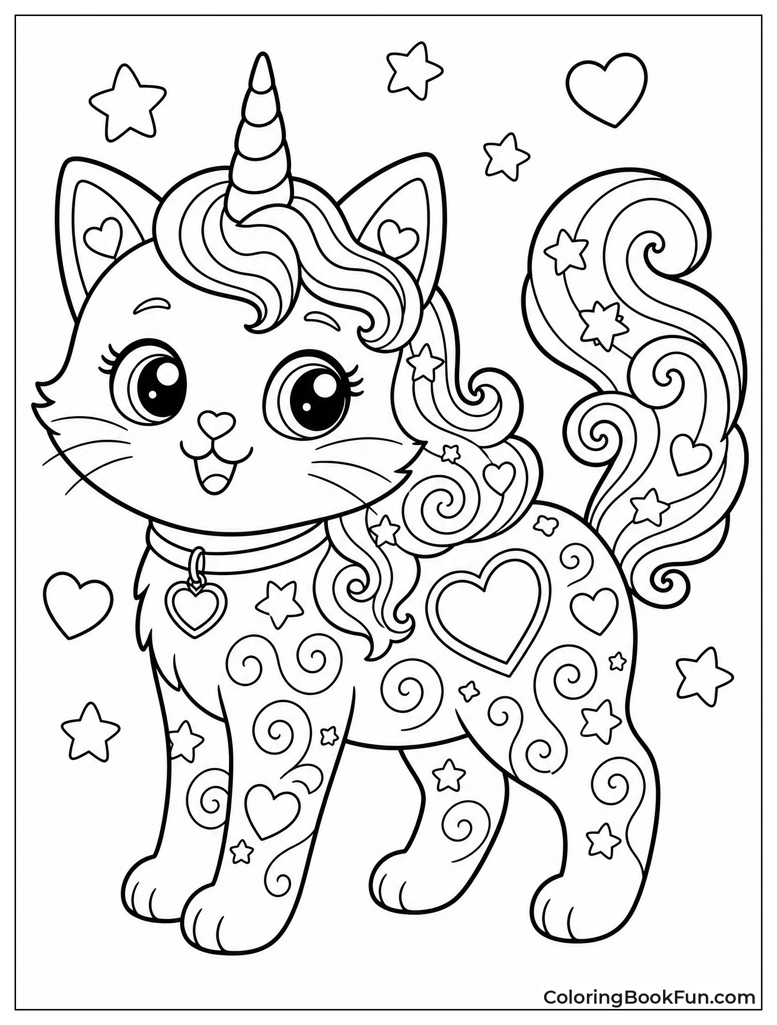 Kittycorn with Swirls and Stars