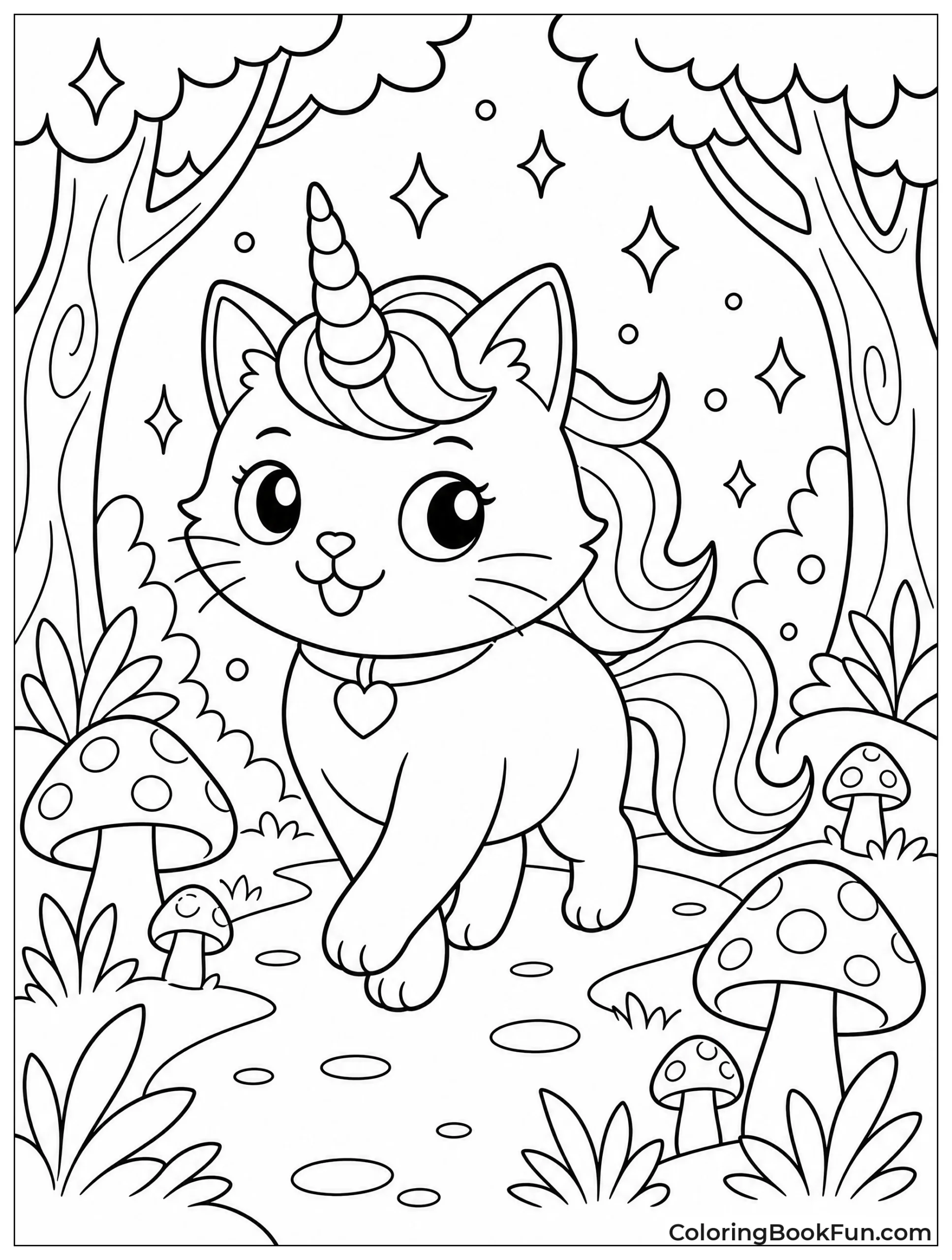 Kittycorn Walking in Enchanted Forest