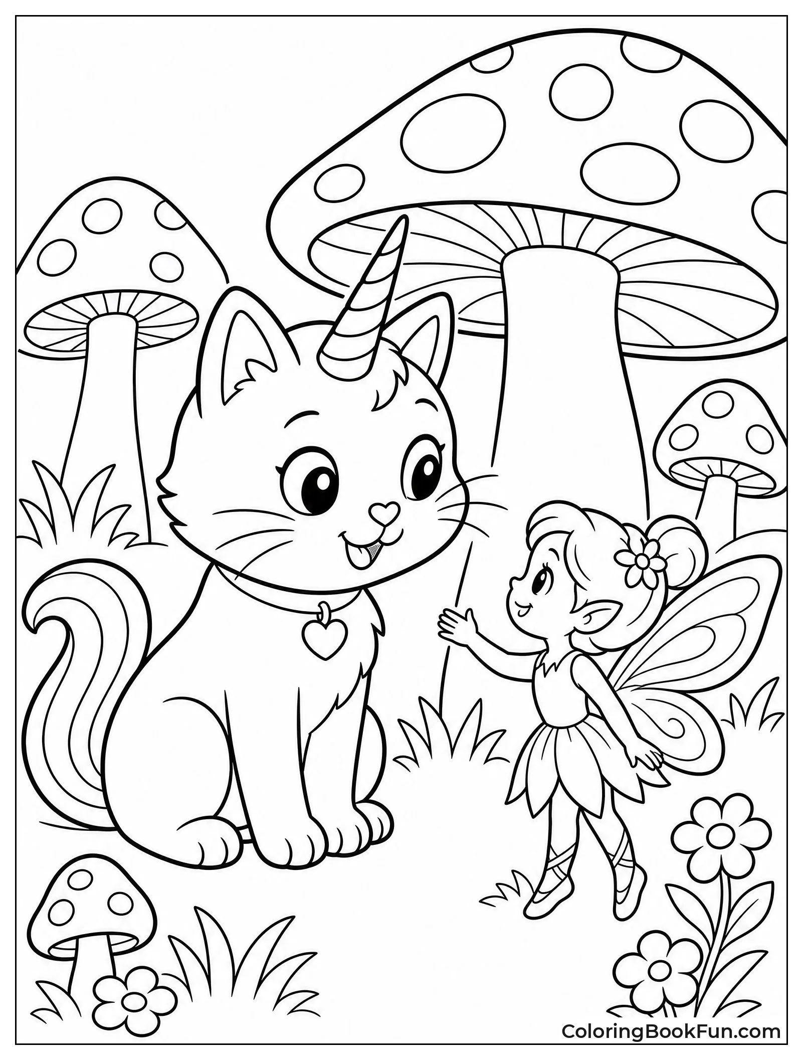 Kittycorn Meeting Fairy in Forest