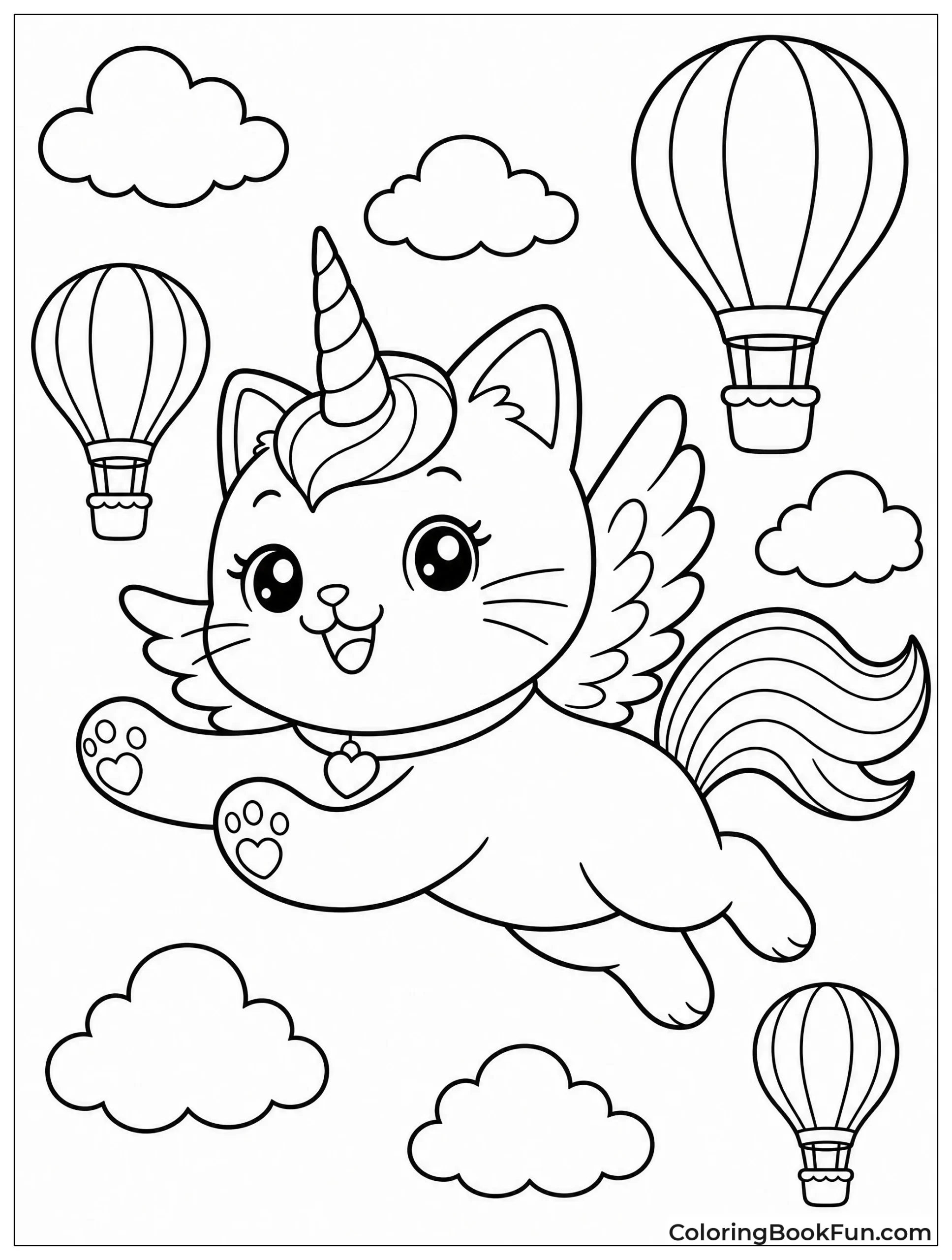 Kittycorn Soaring Among Hot Air Balloons