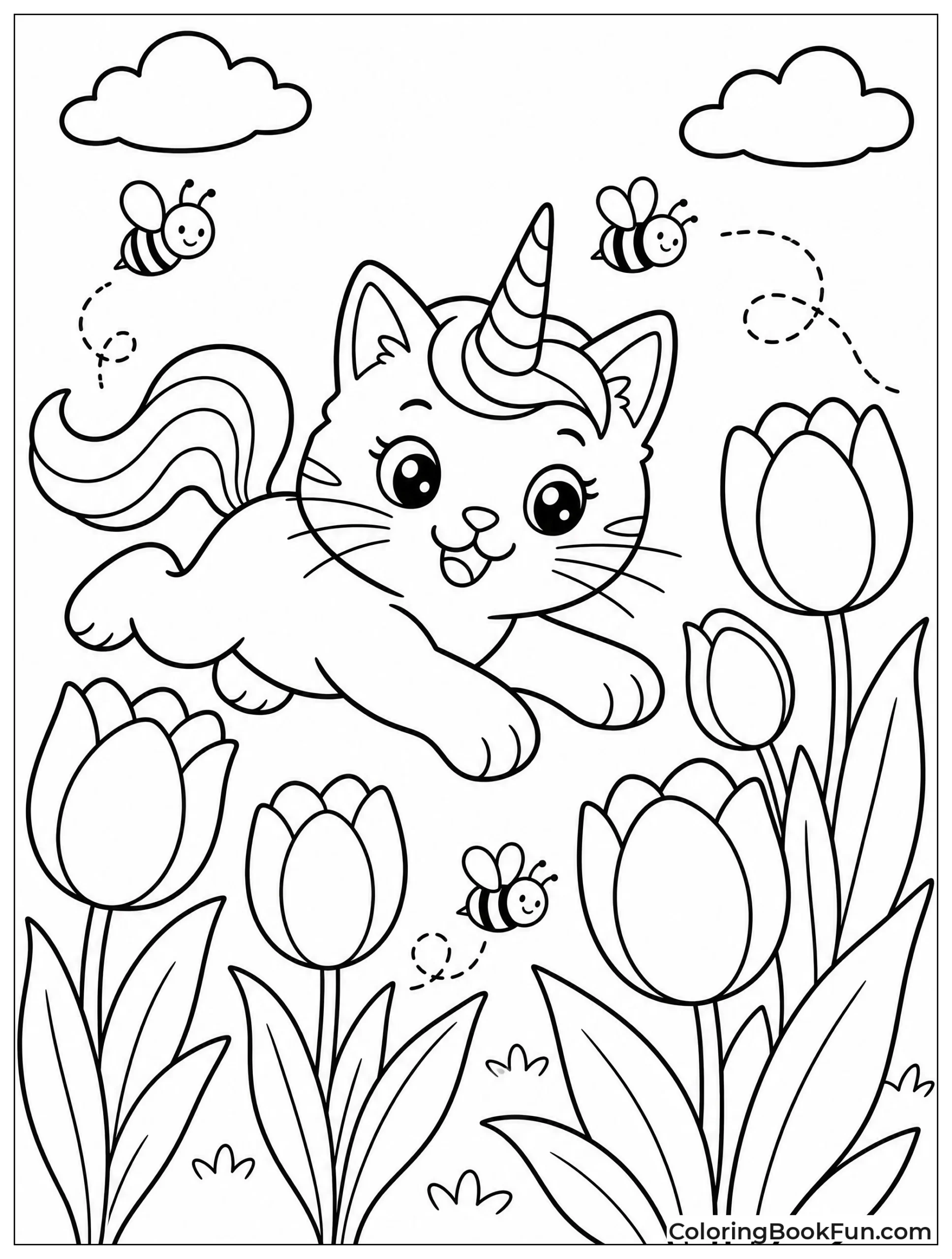 Kittycorn Pouncing on Butterflies in Garden