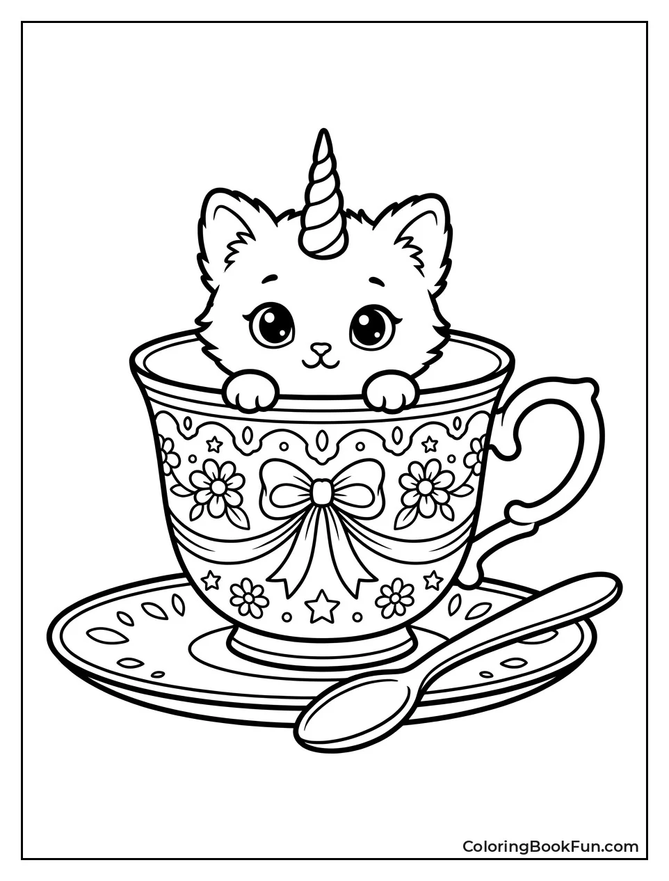 Kittycorn Peeking from Teacup