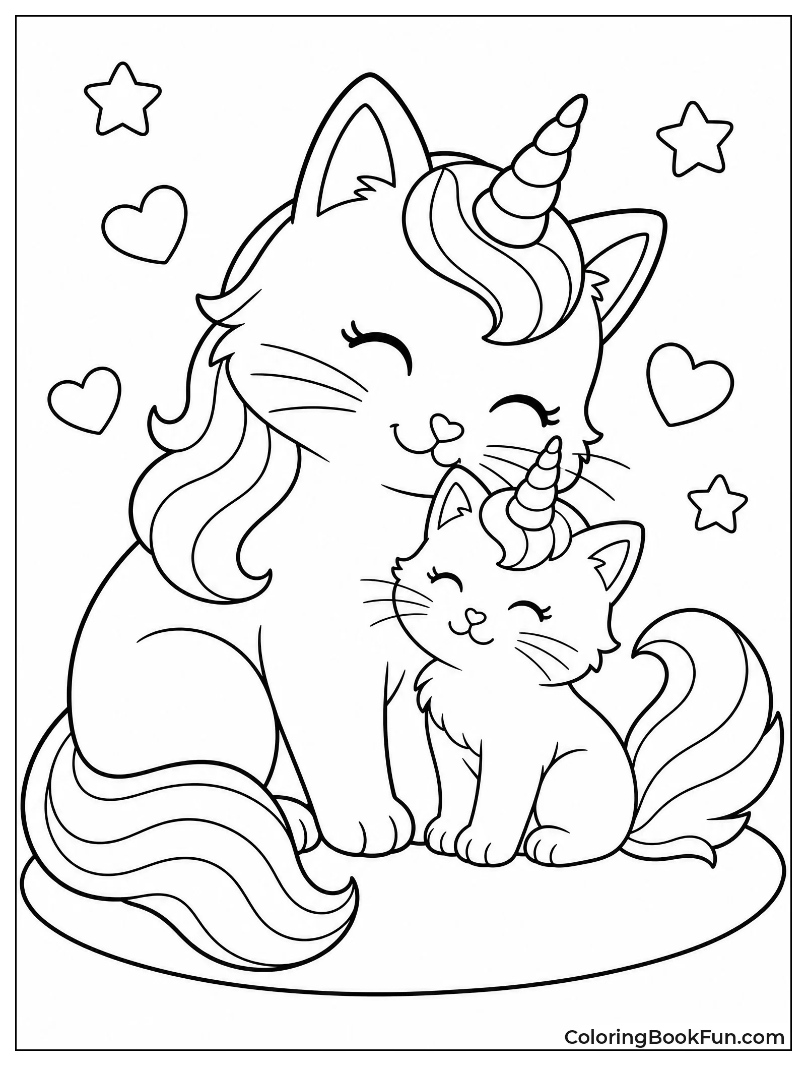 Mother Kittycorn Nuzzling Her Kitten