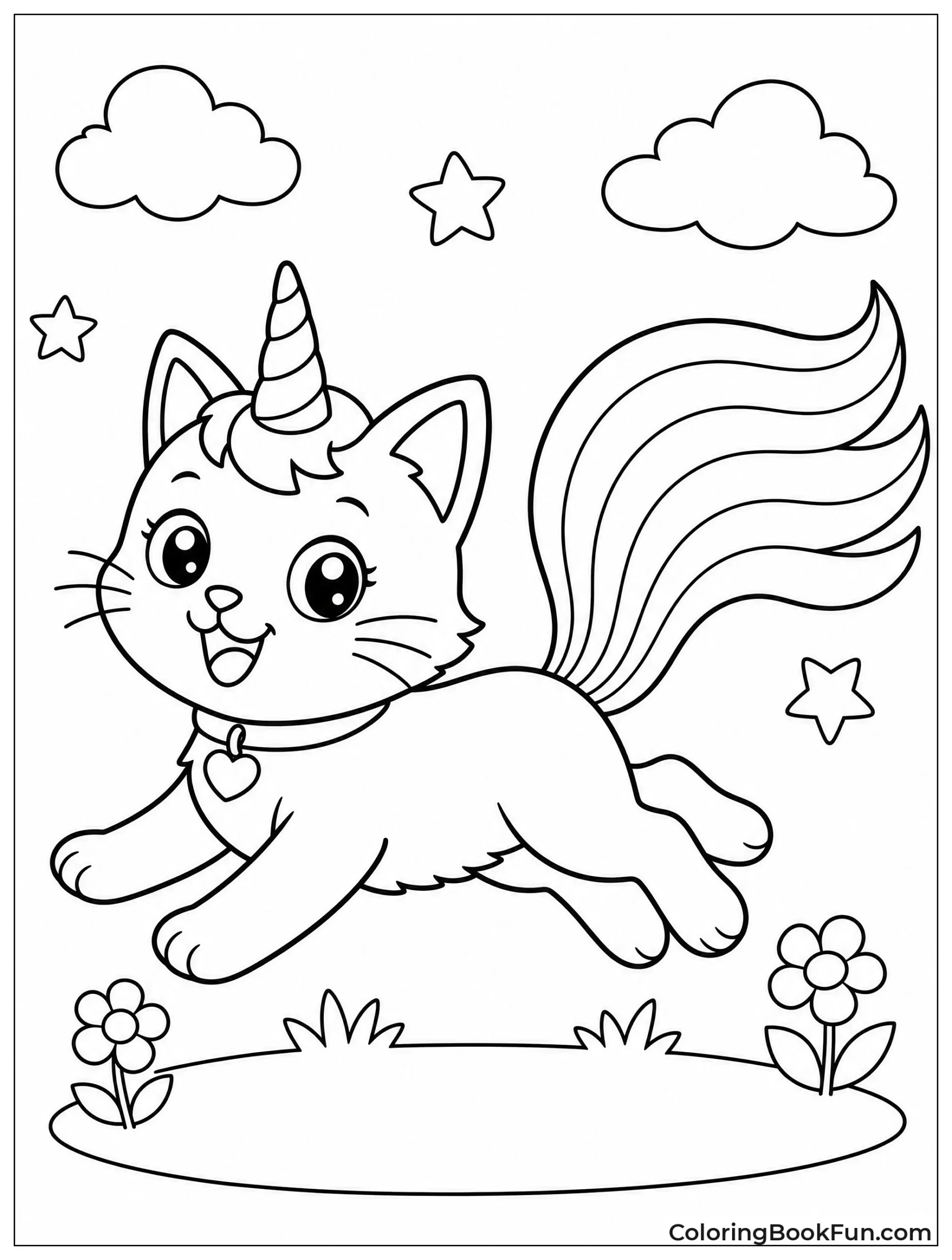 Kittycorn Galloping with Rainbow Tail