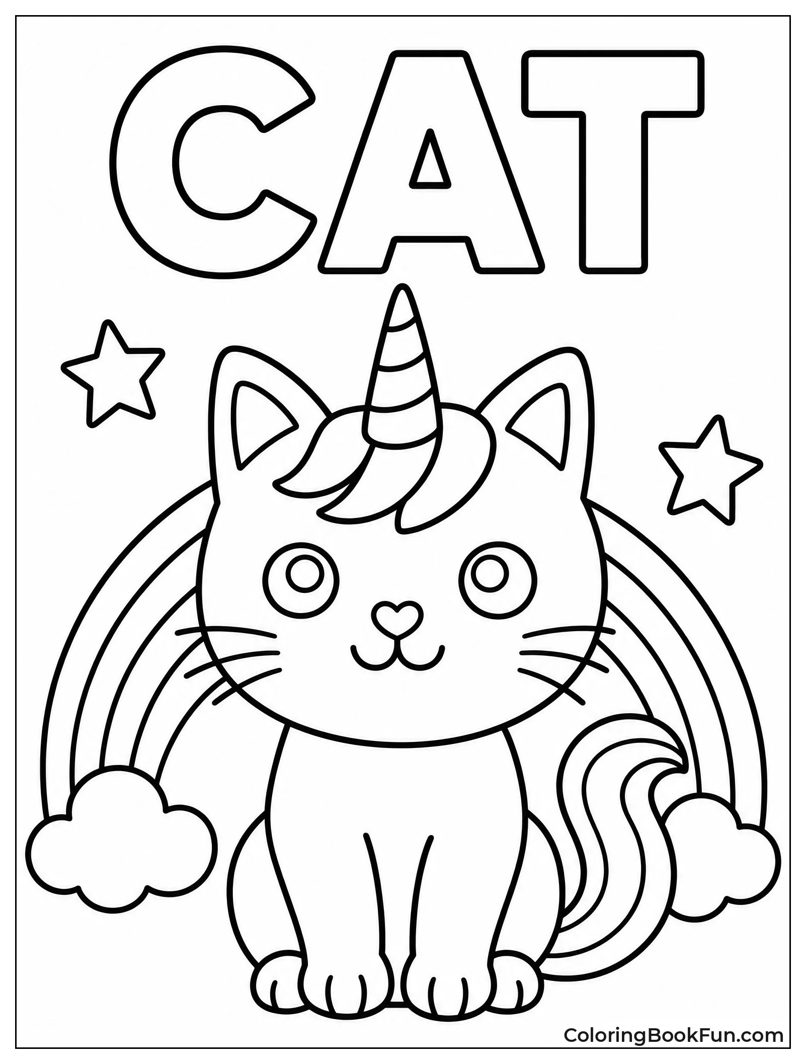 Simple Kittycorn Outline for Kids