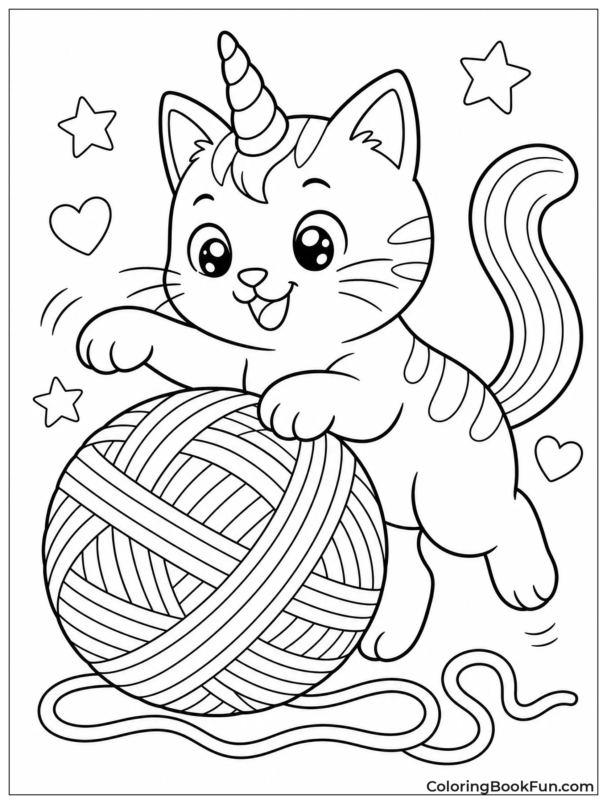 Kittycorn Playing with Giant Yarn Ball
