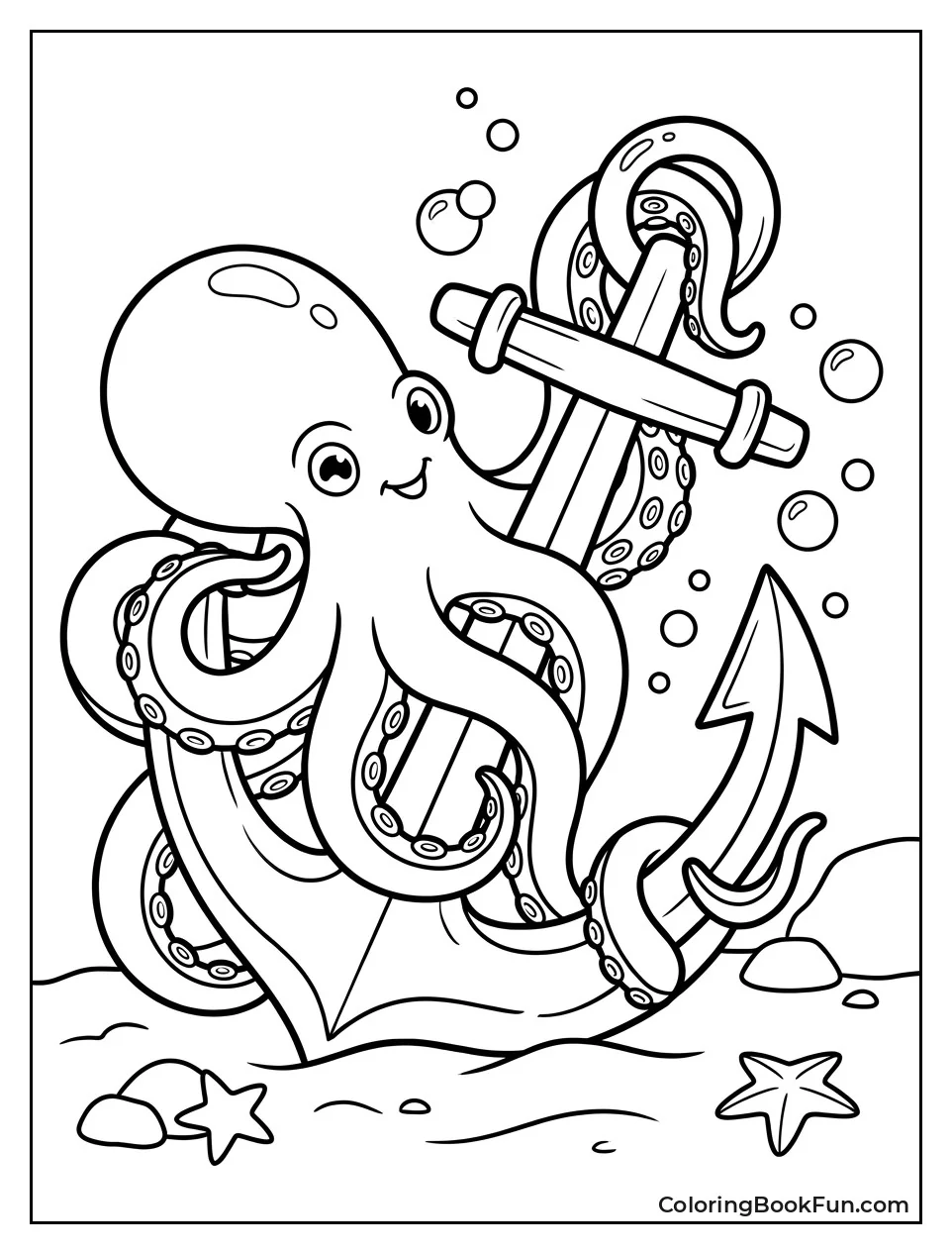 Kraken Hugging a Rusty Anchor