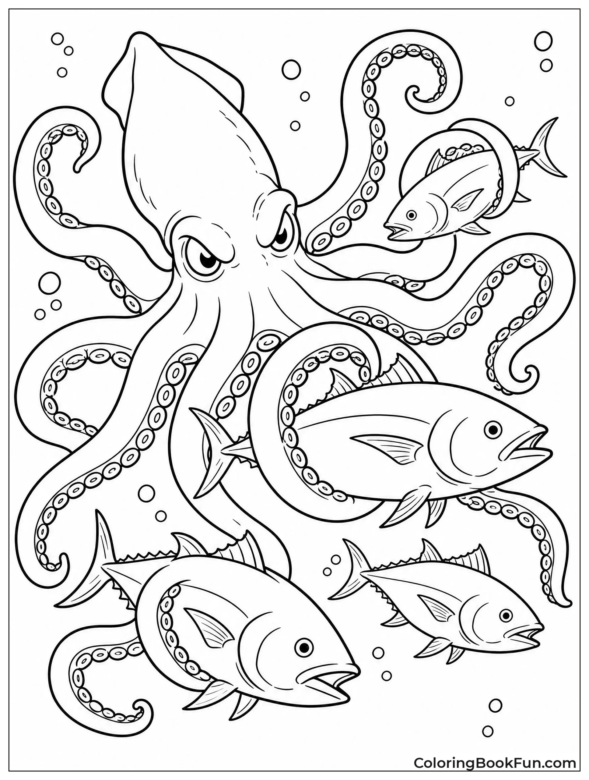 Kraken Hunting a School of Tuna