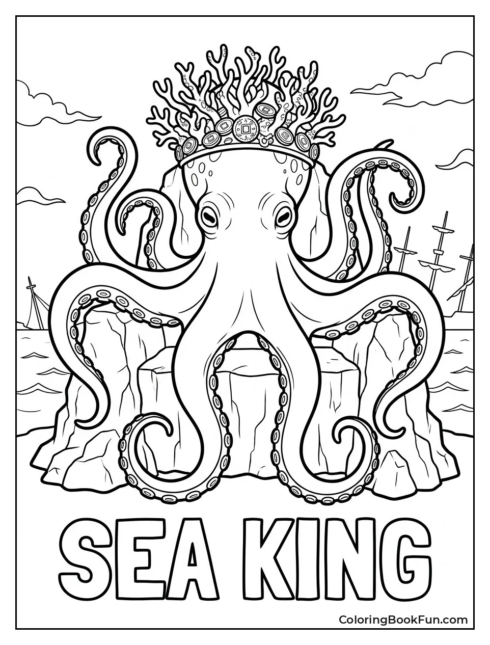 Kraken King Wearing a Crown