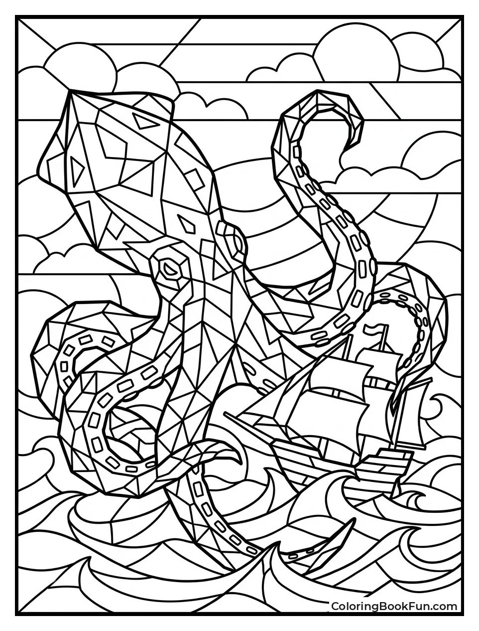 Stained Glass Kraken Design