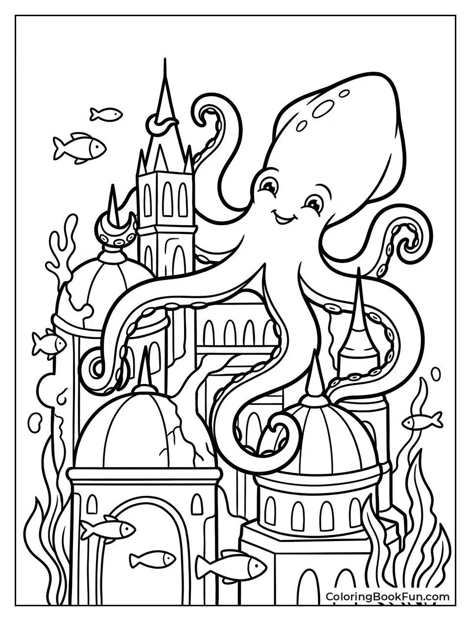 Kraken Guarding a Sunken City