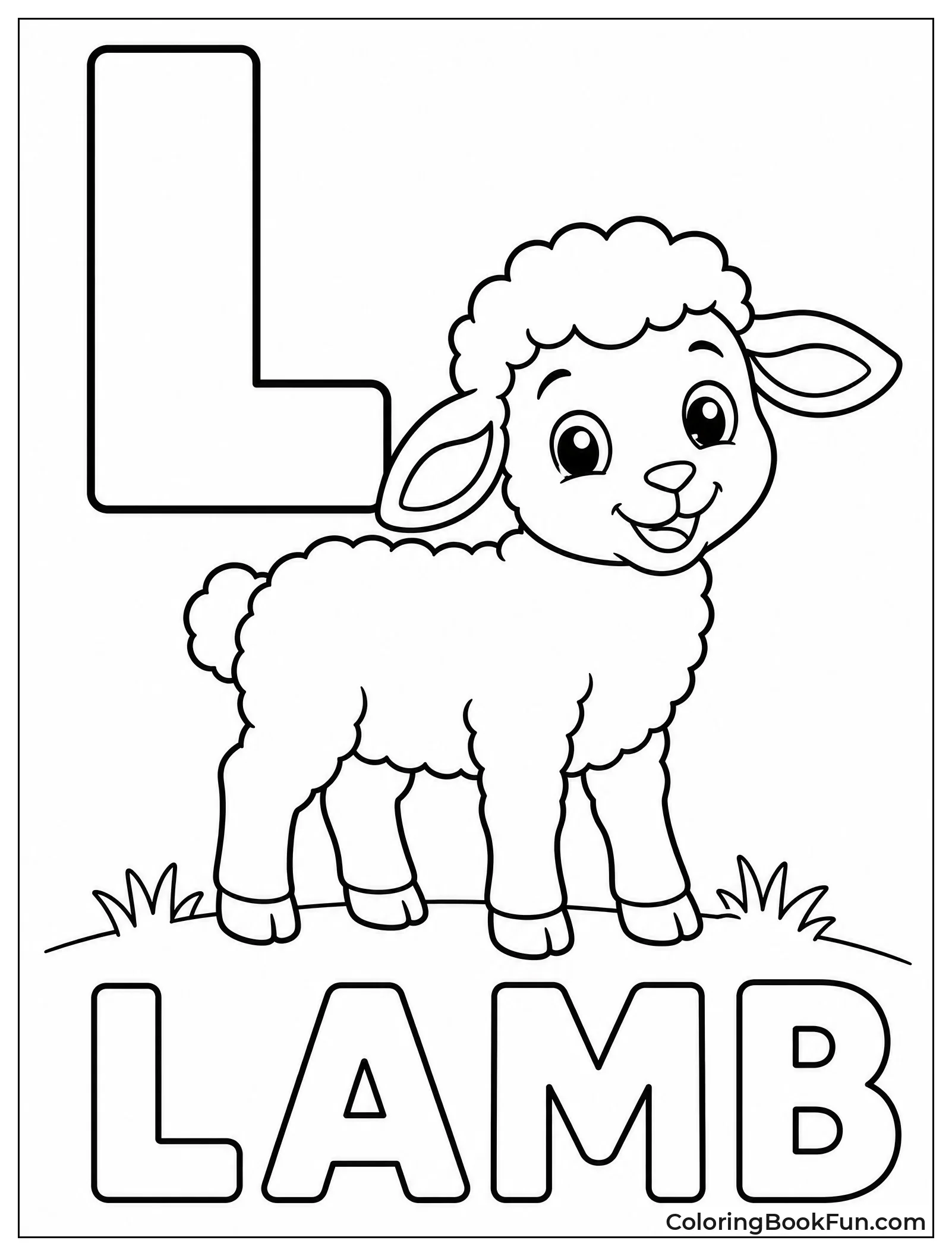 Lamb Beside Letter L