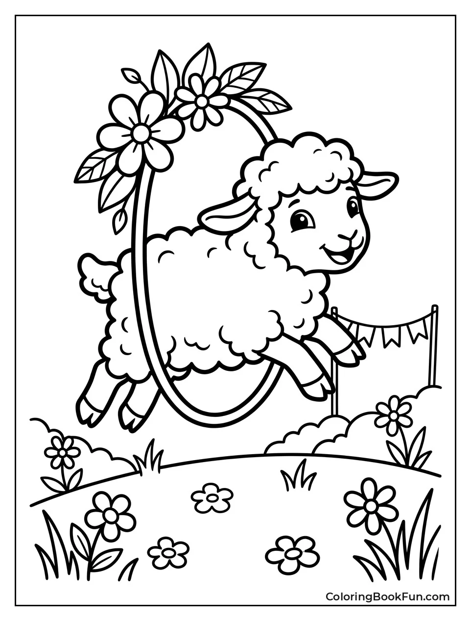 Lamb Leaps Through Flower Hoop