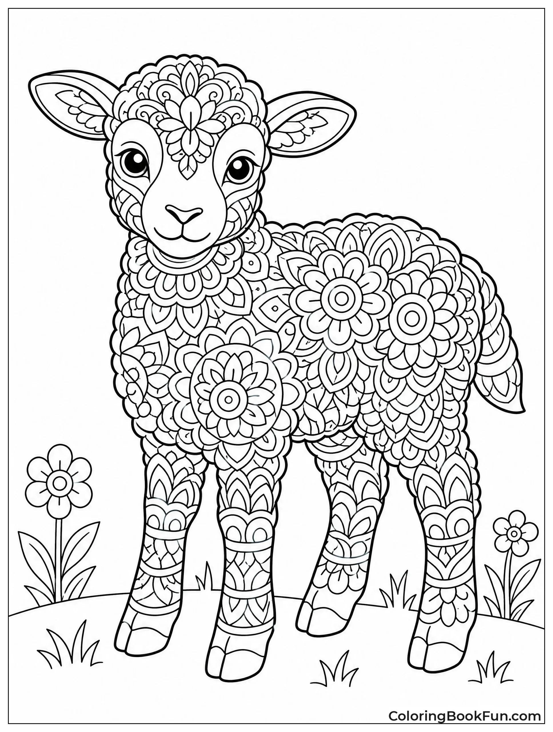 Lamb with Mandala Wool Curls
