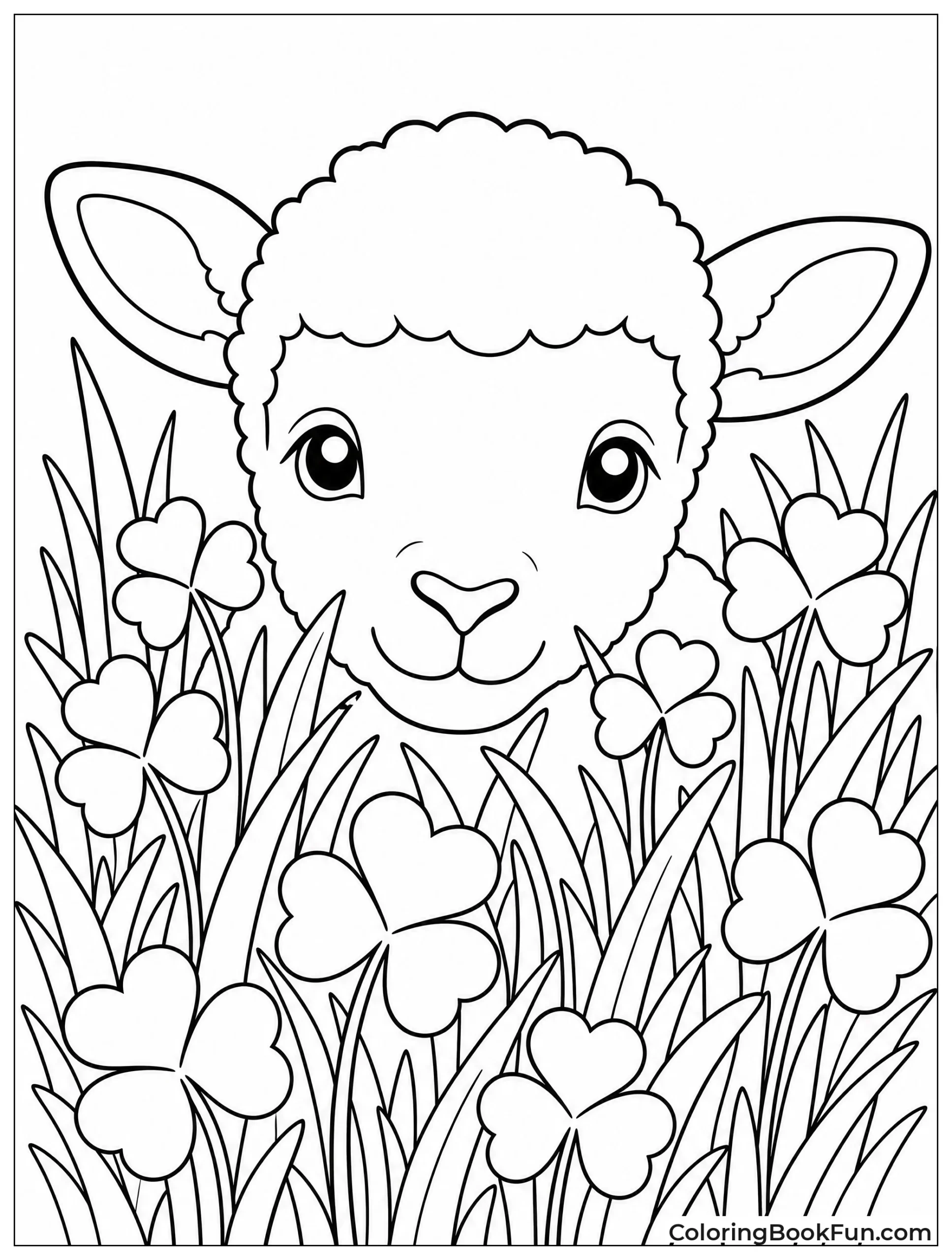 Lamb Peeks Through Tall Clover