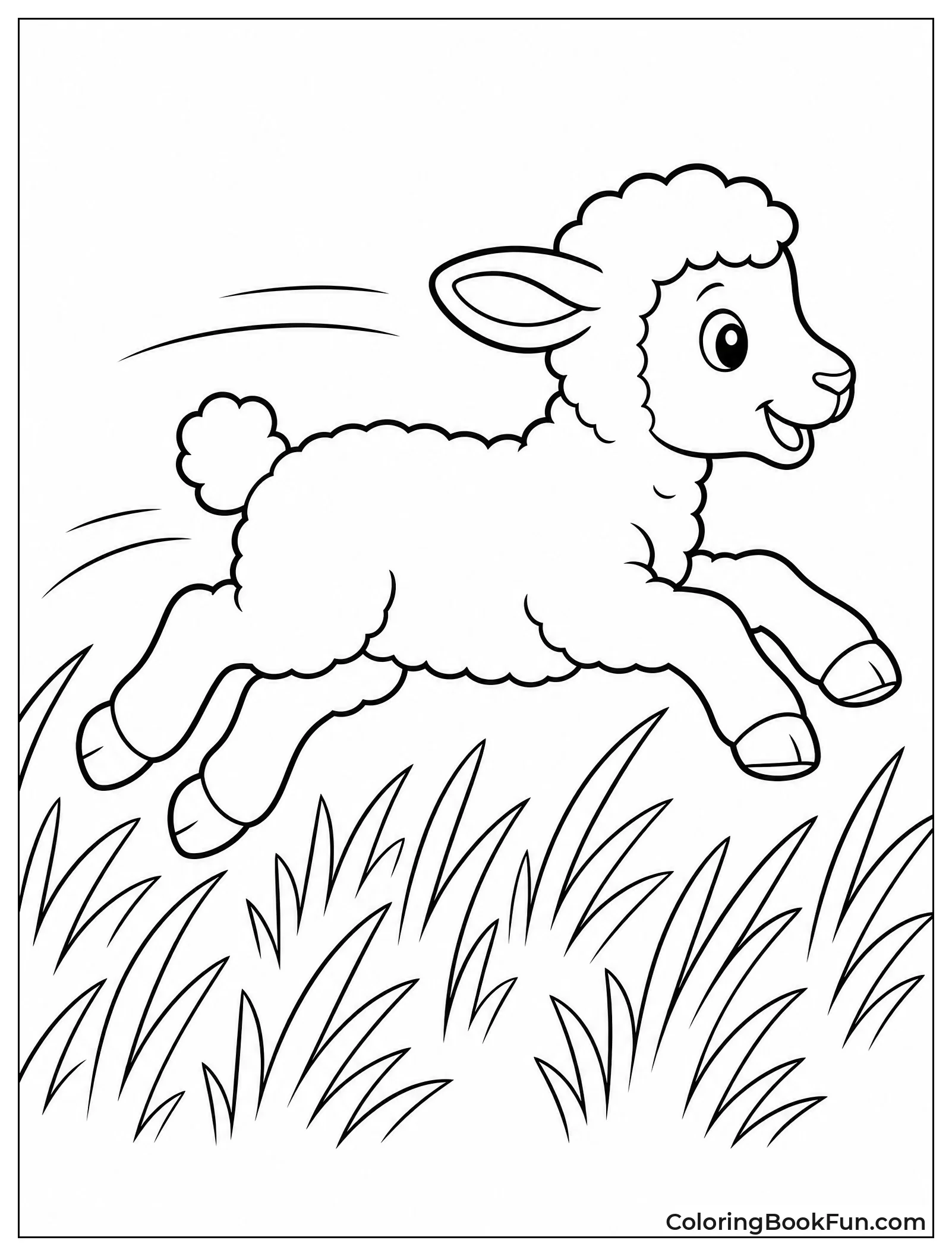 Lamb Runs Through Tall Grass