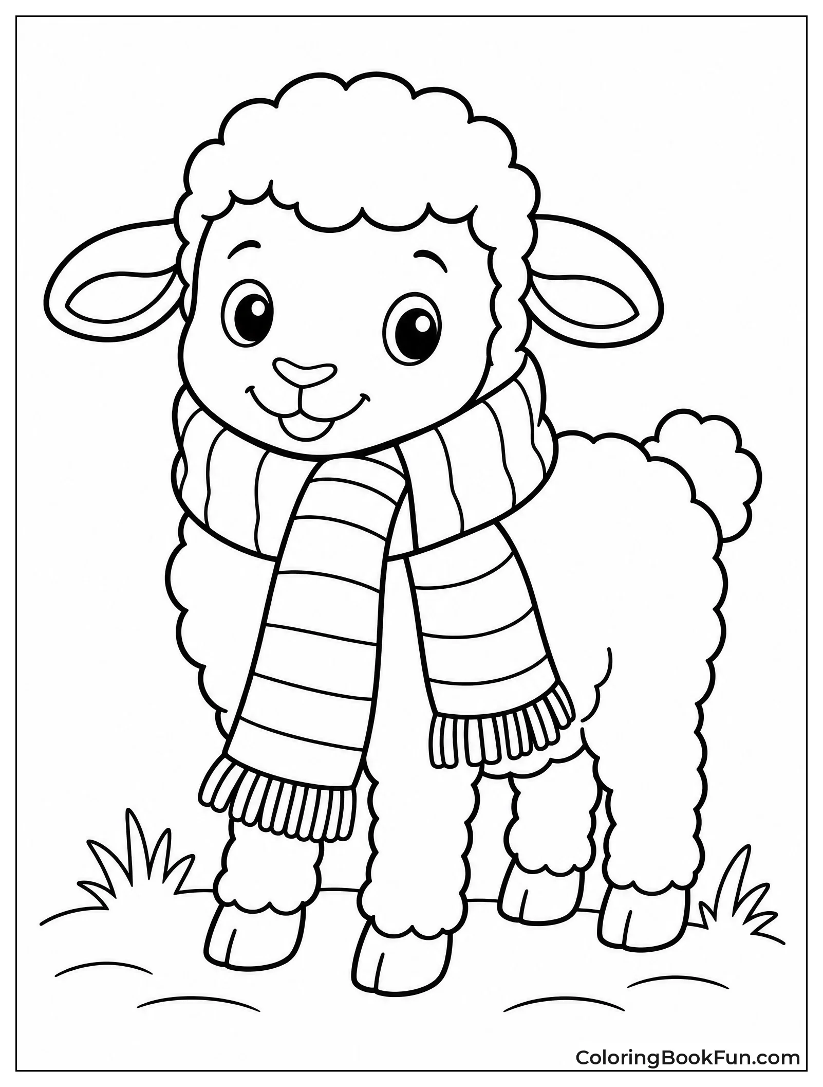 Lamb Wrapped in Striped Scarf