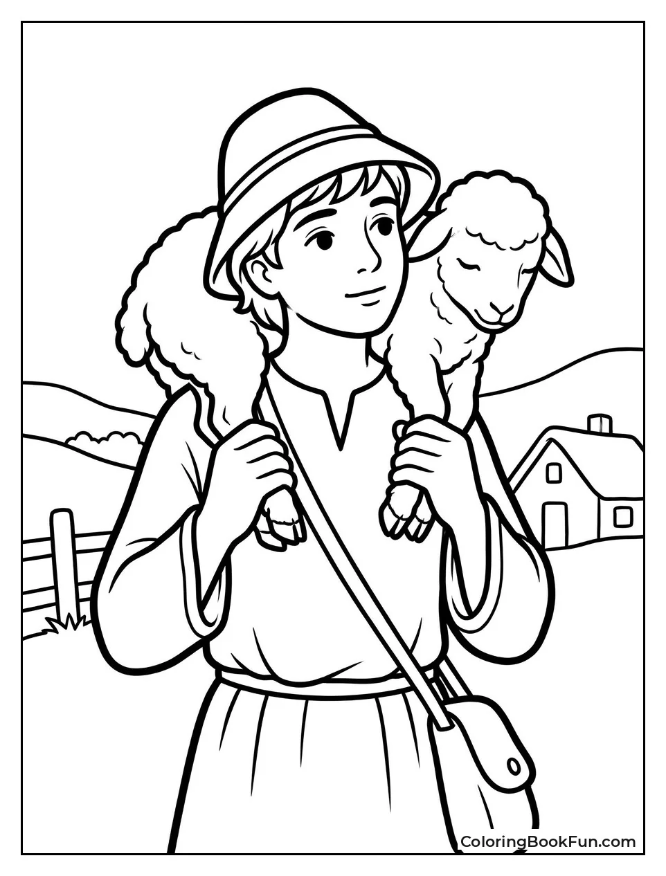 Shepherd Carries Tired Lamb