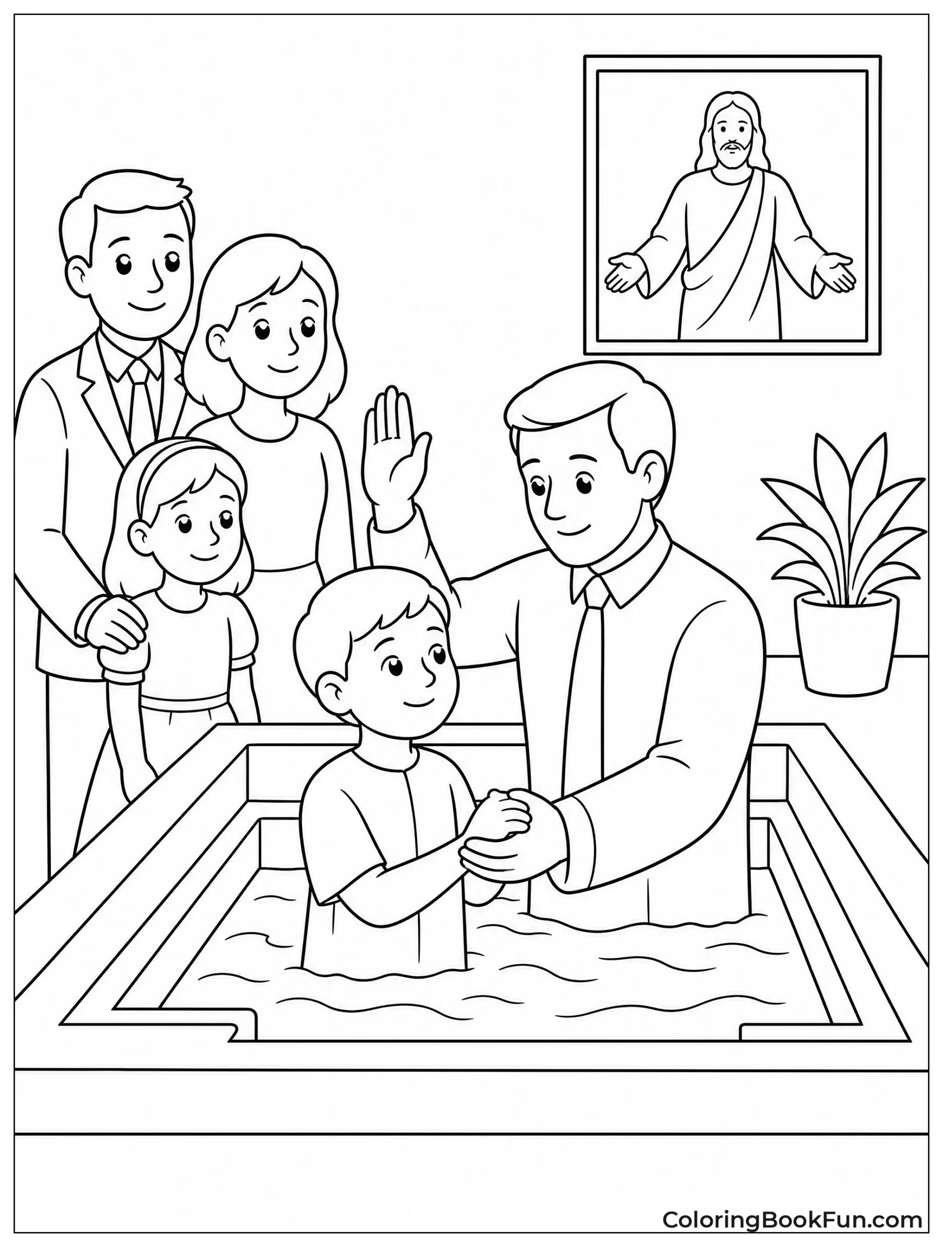 Child Being Baptized with Family Watching