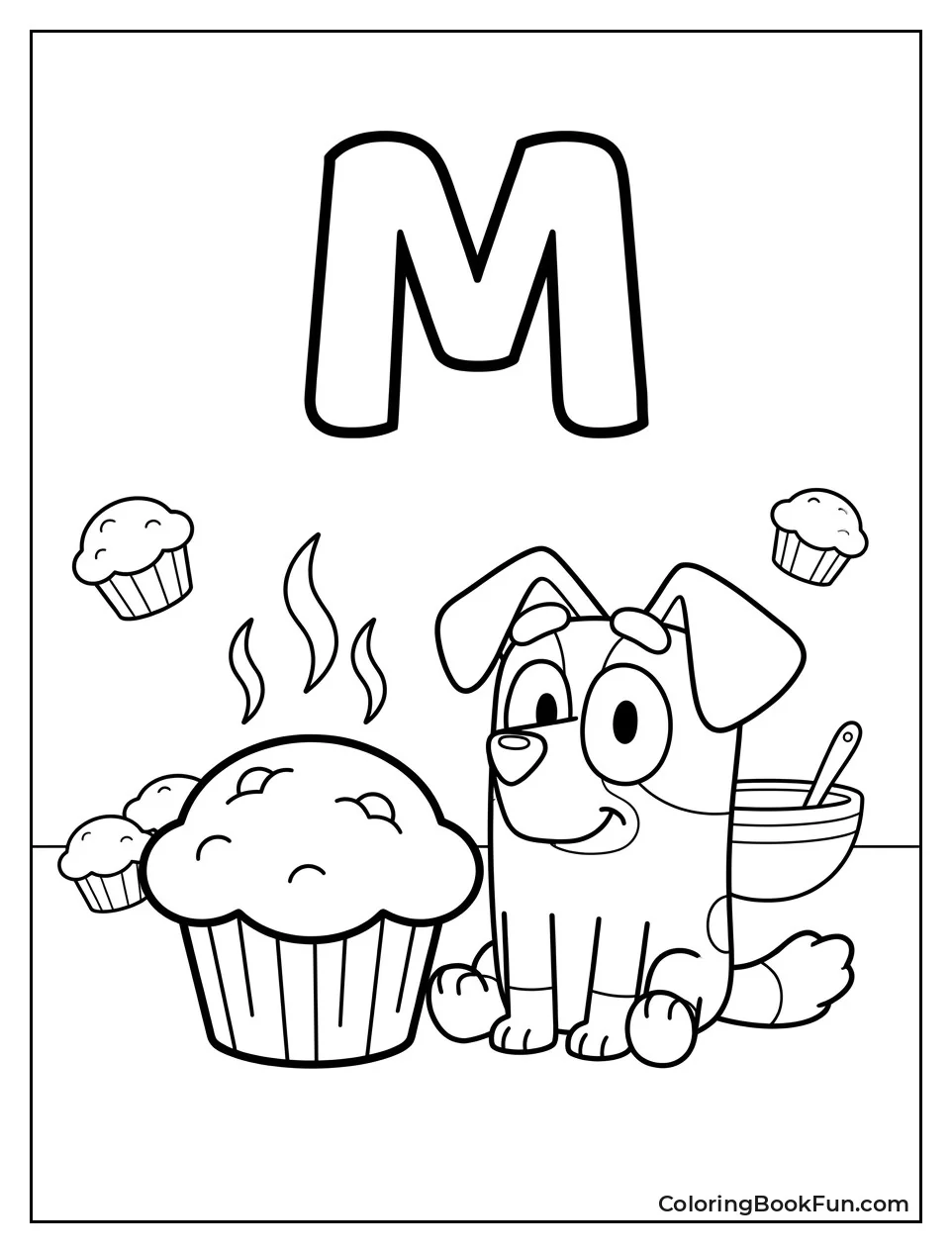 Letter M Standing by a Muffin