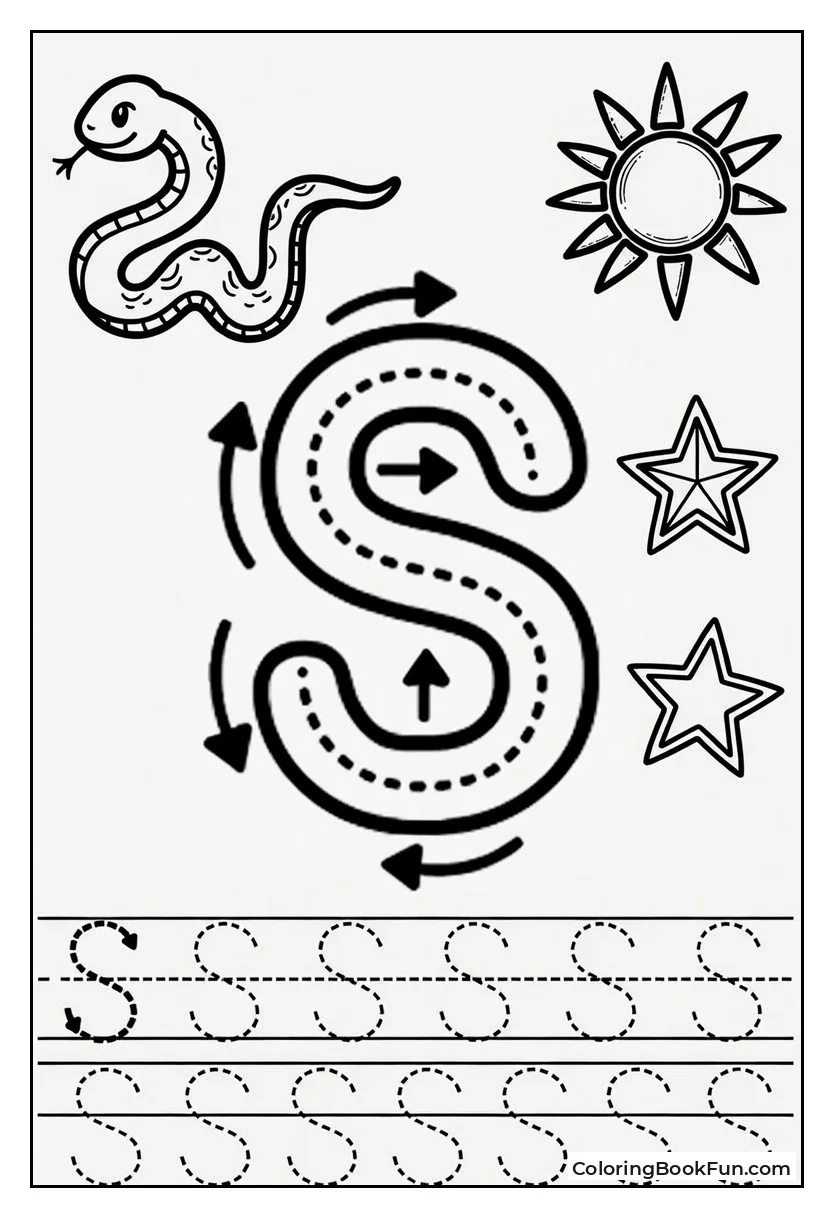 Trace Lowercase S with Arrows