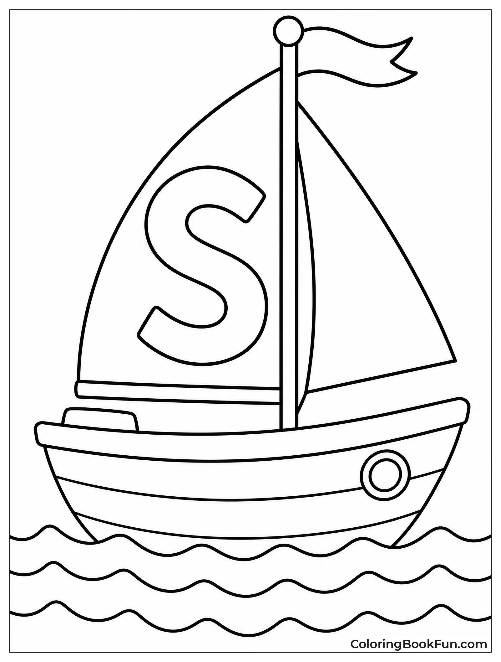 Sailboat with S on Sail