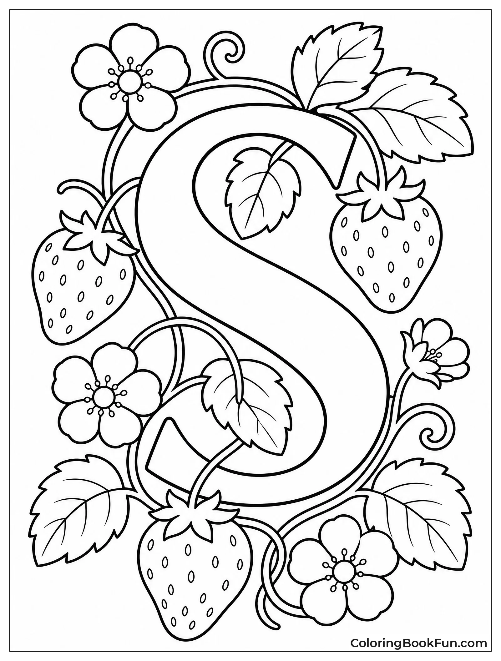 S Woven with Strawberries