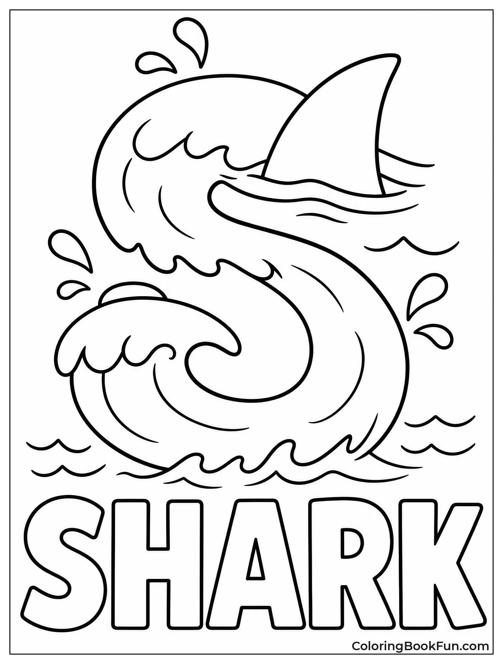 Shark Fin Cutting Through Waves
