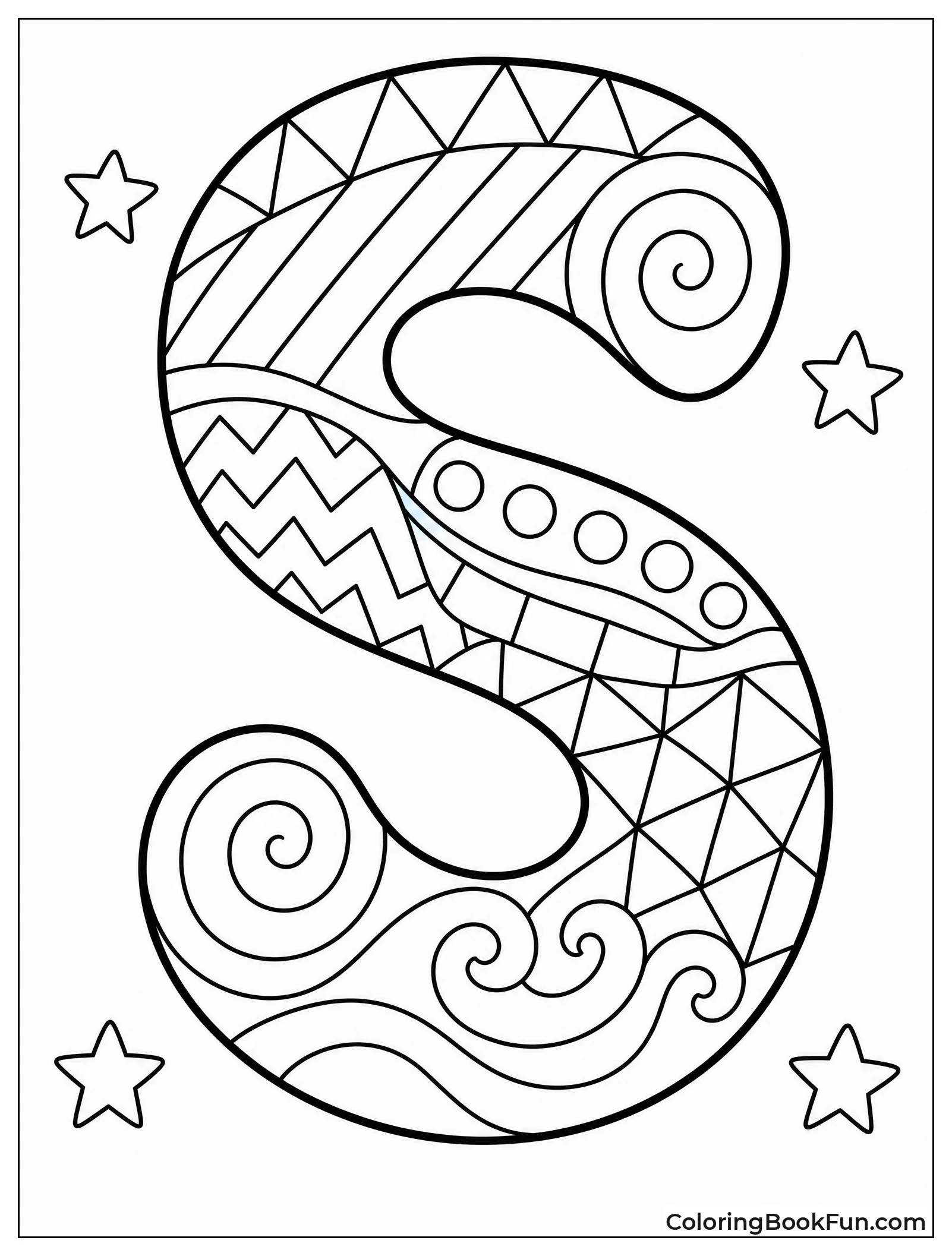 Zentangle S with Swirls