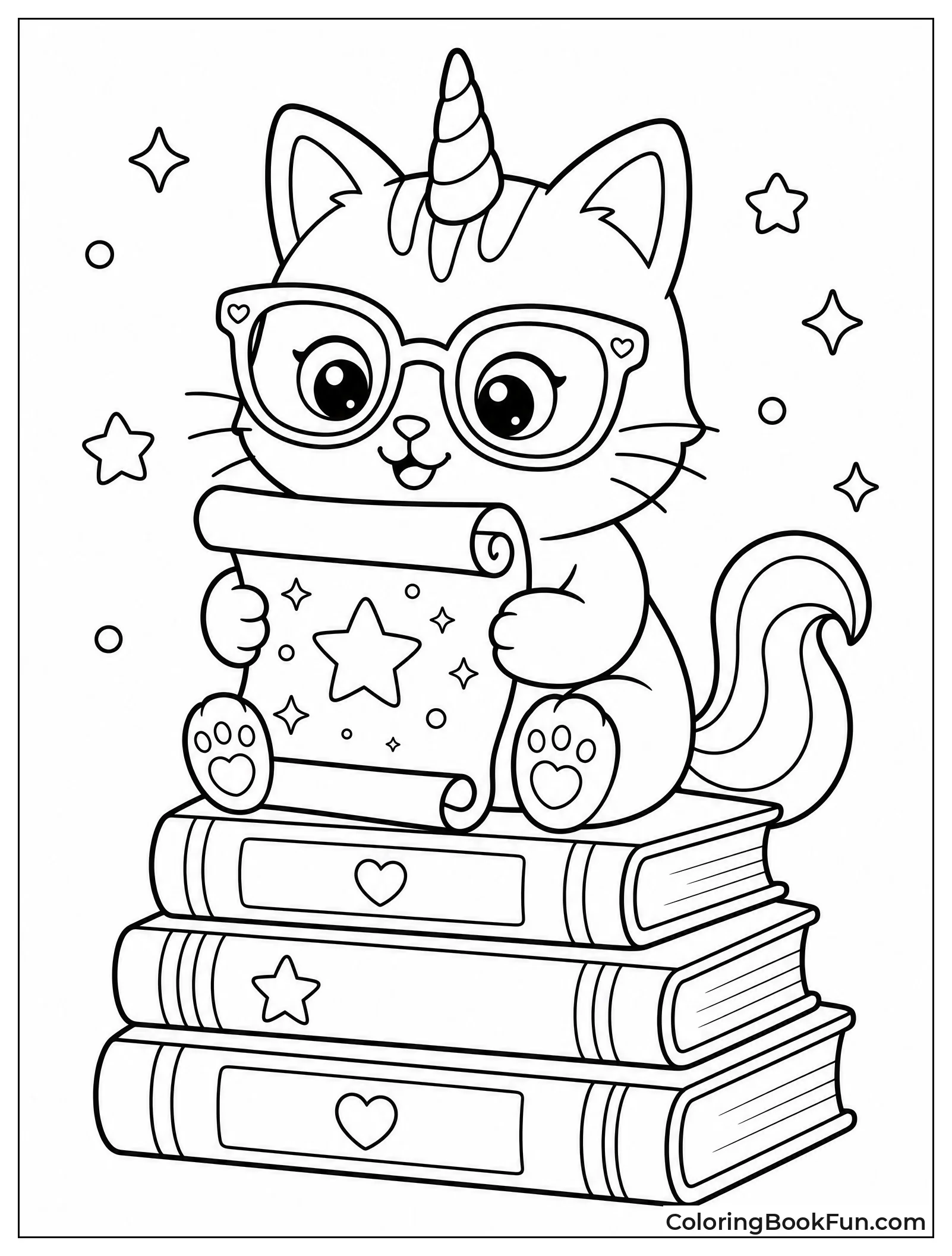Kittycorn Reading Book with Glasses