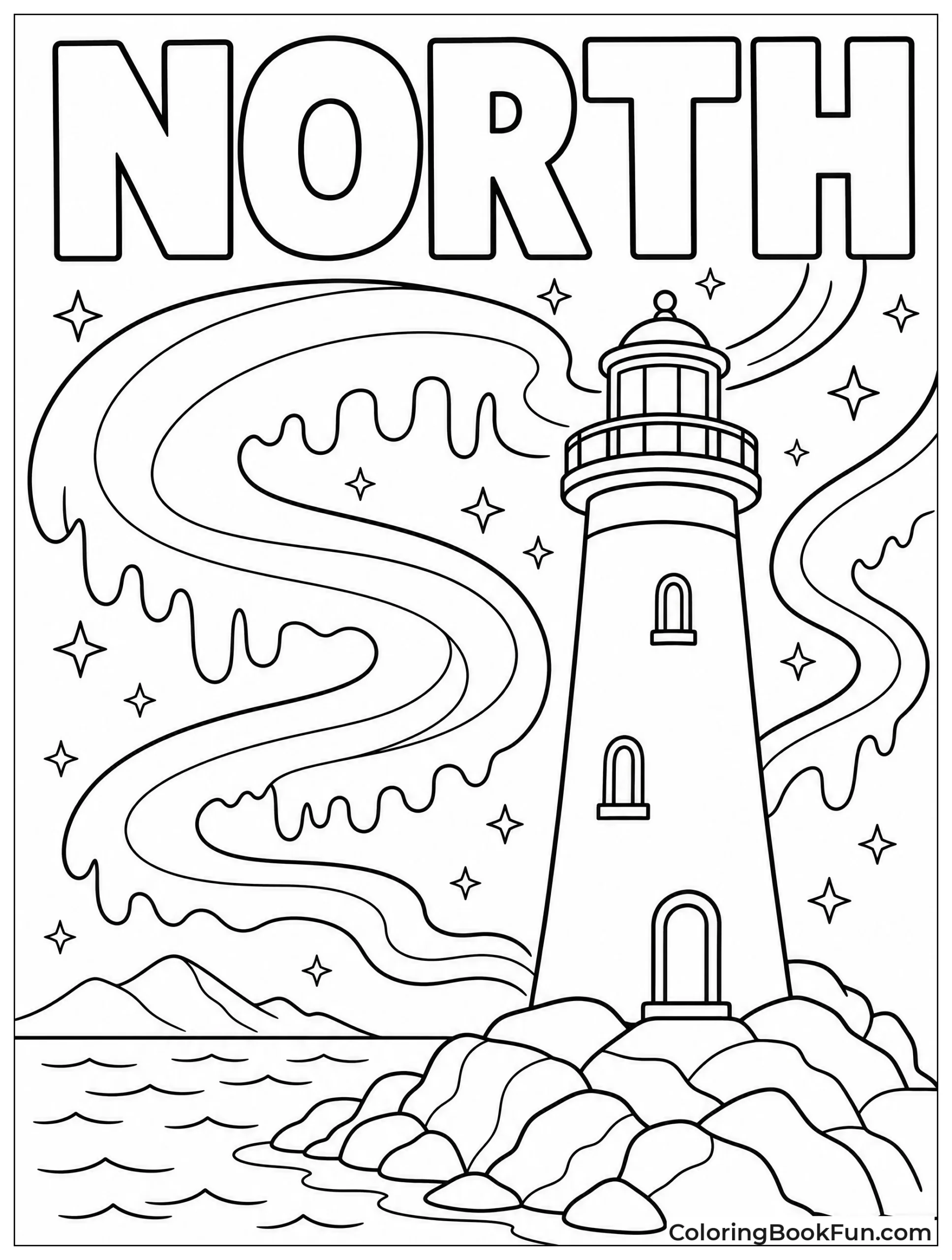 Lighthouse Under Northern Lights