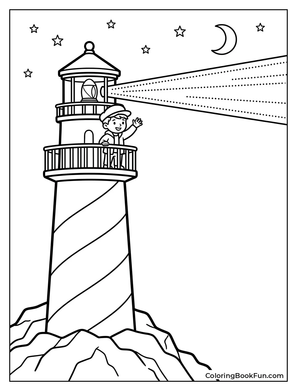 Boy Waving From Starry Balcony