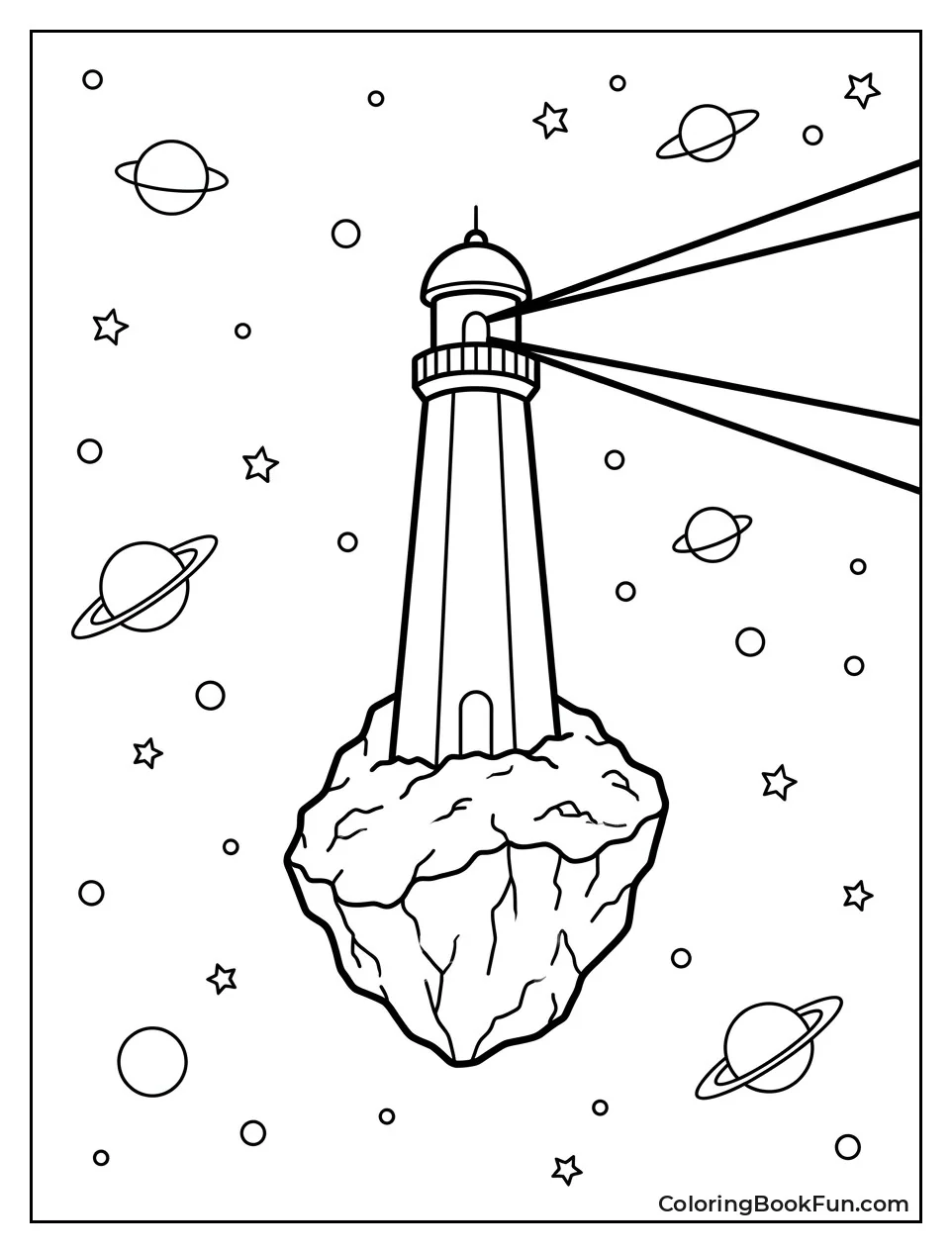 Lighthouse on Asteroid in Space