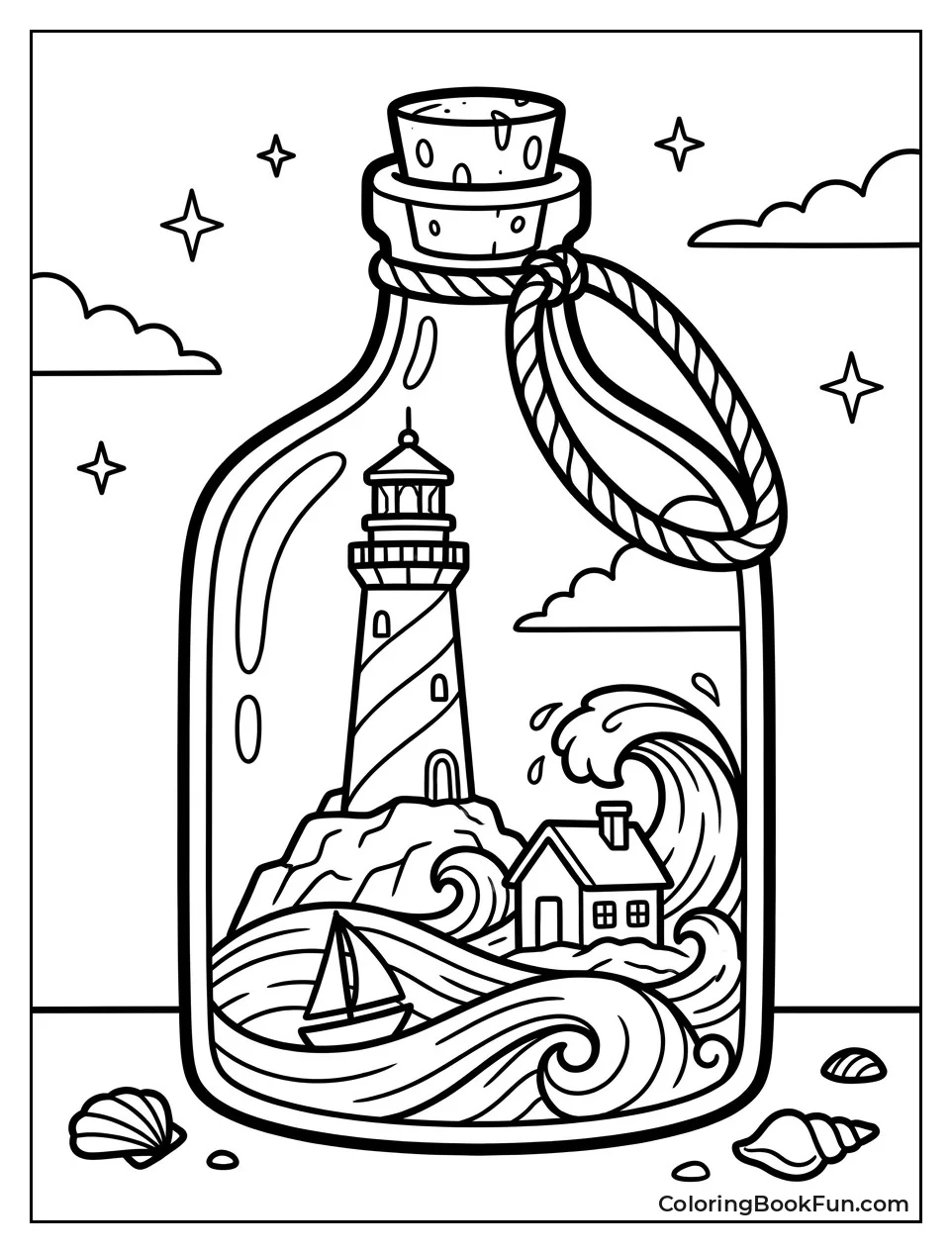 Tiny Lighthouse in Glass Bottle